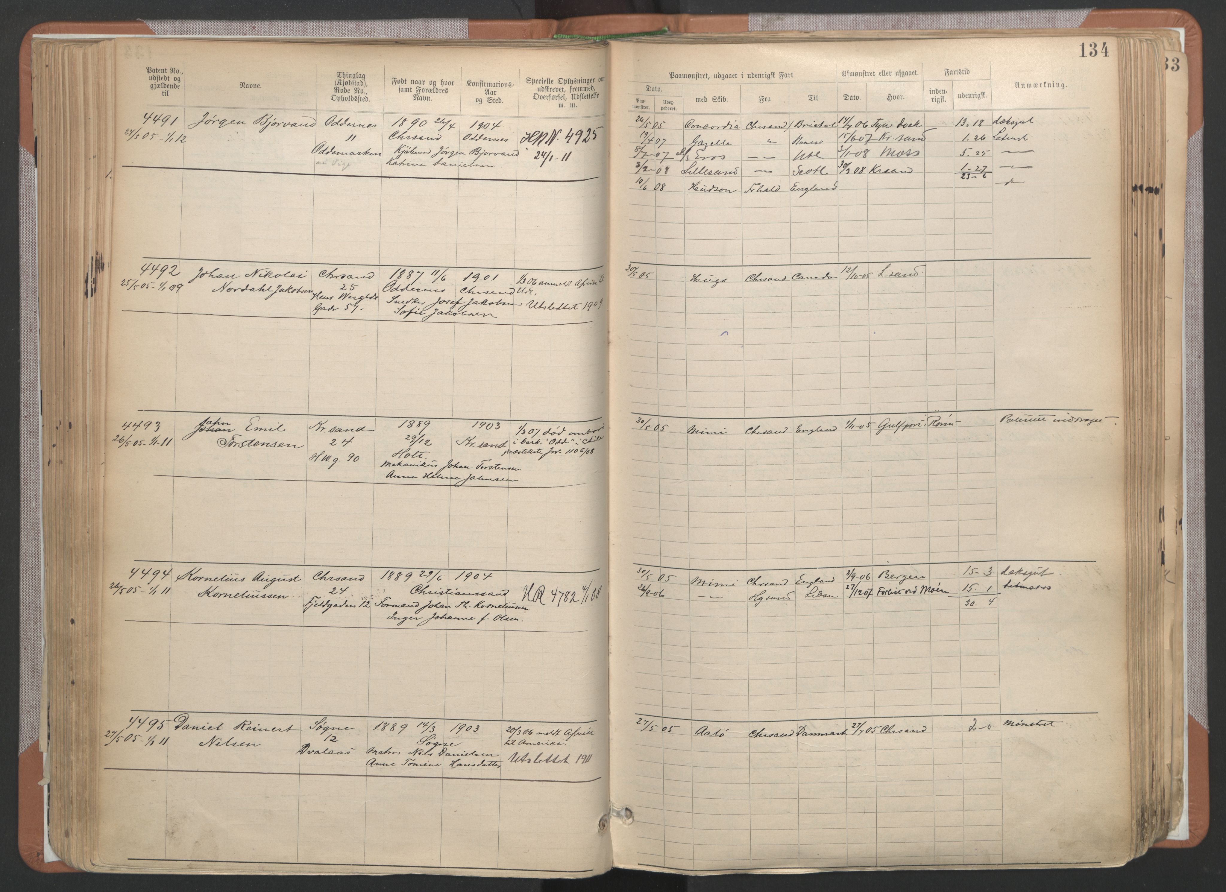 Kristiansand mønstringskrets, AV/SAK-2031-0015/F/Fa/L0007: Annotasjonsrulle nr 3831-6645, I-5, 1898-1920, p. 212