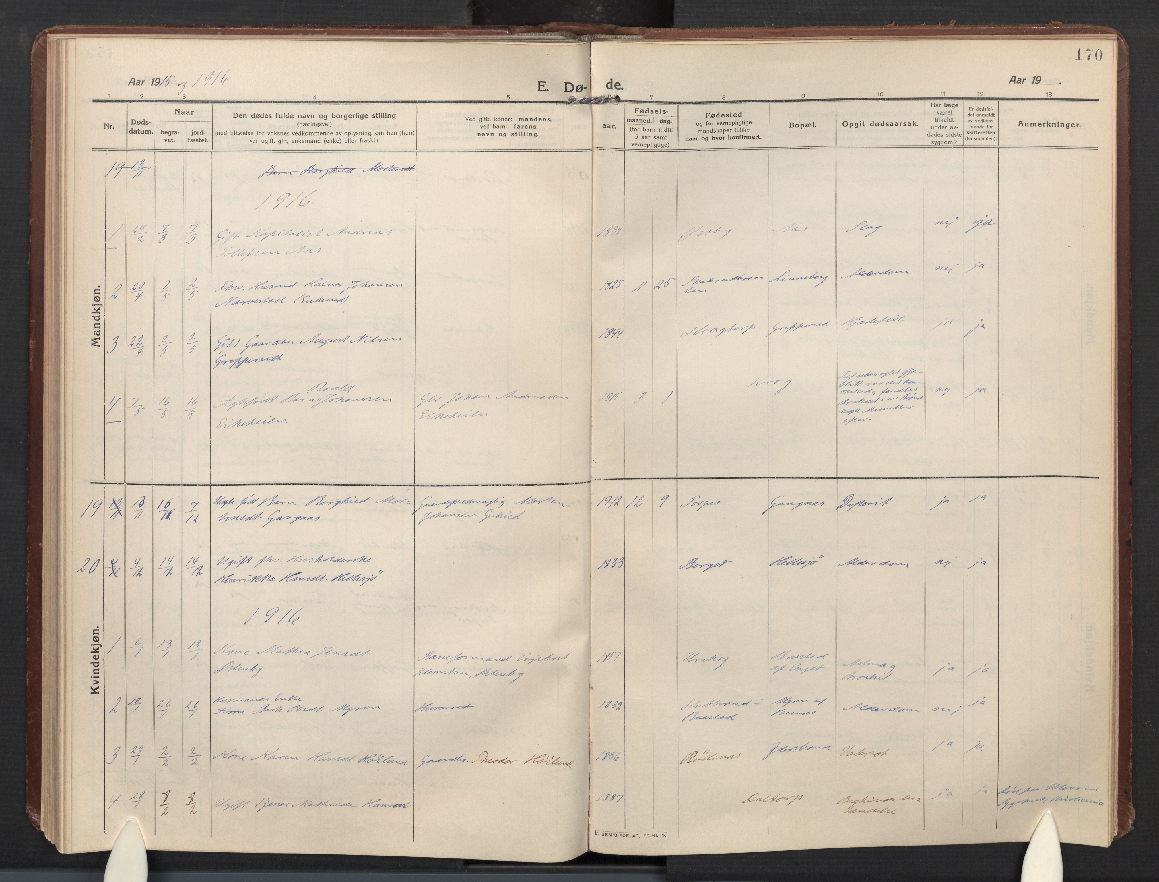 Høland prestekontor Kirkebøker, AV/SAO-A-10346a/F/Fb: Parish register (official) no. II 4, 1913-1924, p. 170