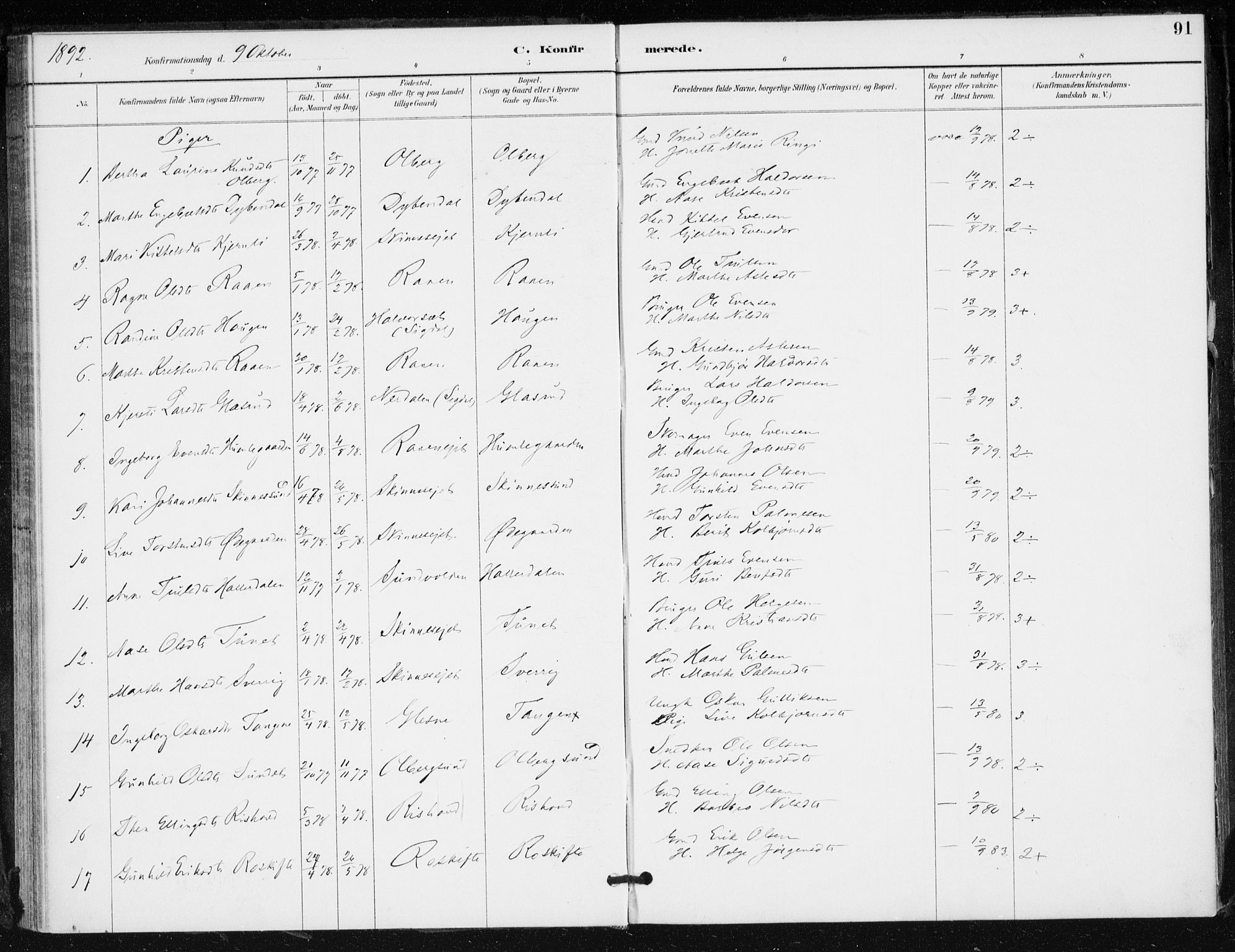 Krødsherad kirkebøker, AV/SAKO-A-19/F/Fa/L0006: Parish register (official) no. 6, 1889-1899, p. 91