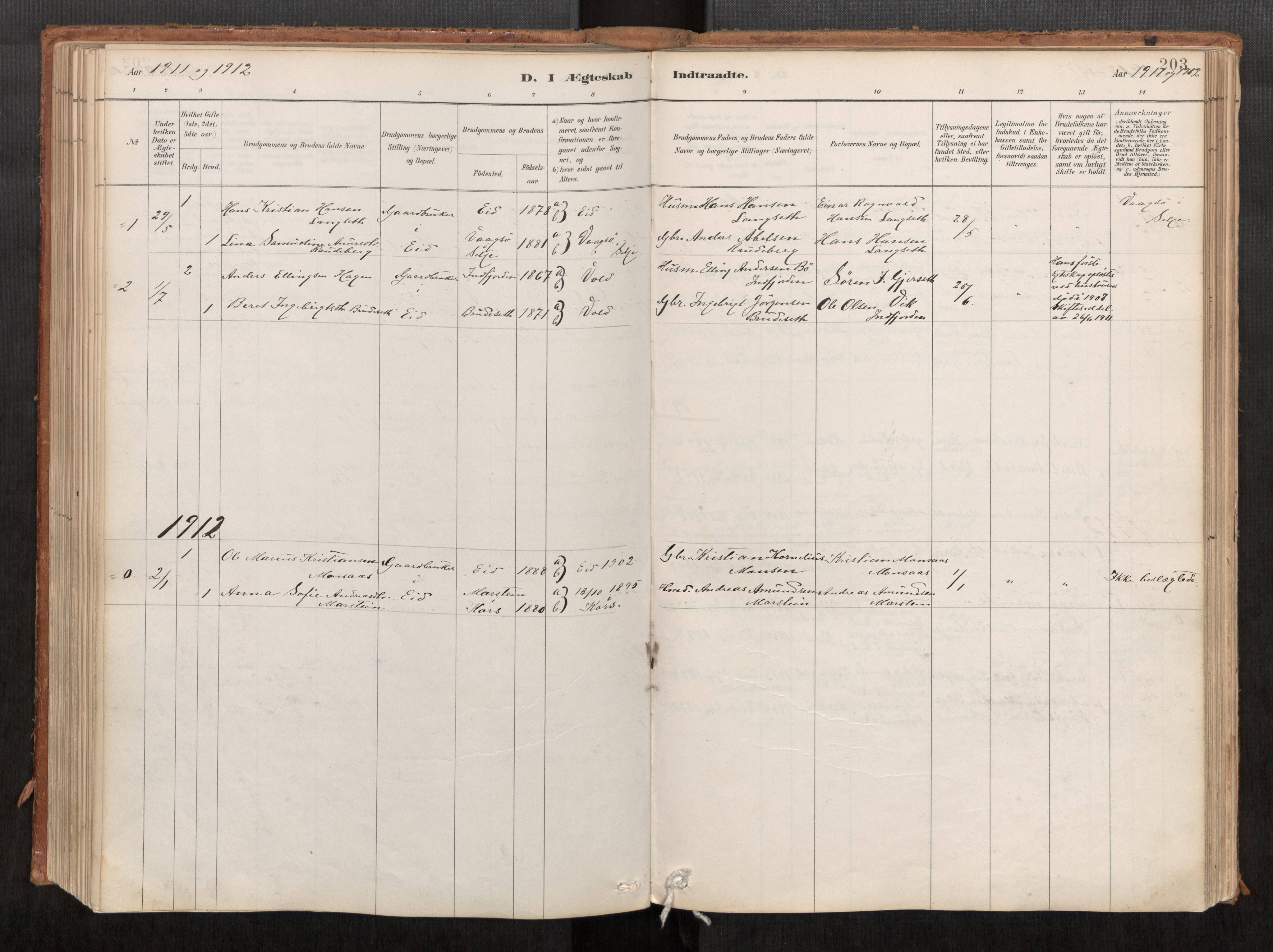 Ministerialprotokoller, klokkerbøker og fødselsregistre - Møre og Romsdal, AV/SAT-A-1454/542/L0553: Parish register (official) no. 542A03, 1885-1925, p. 203