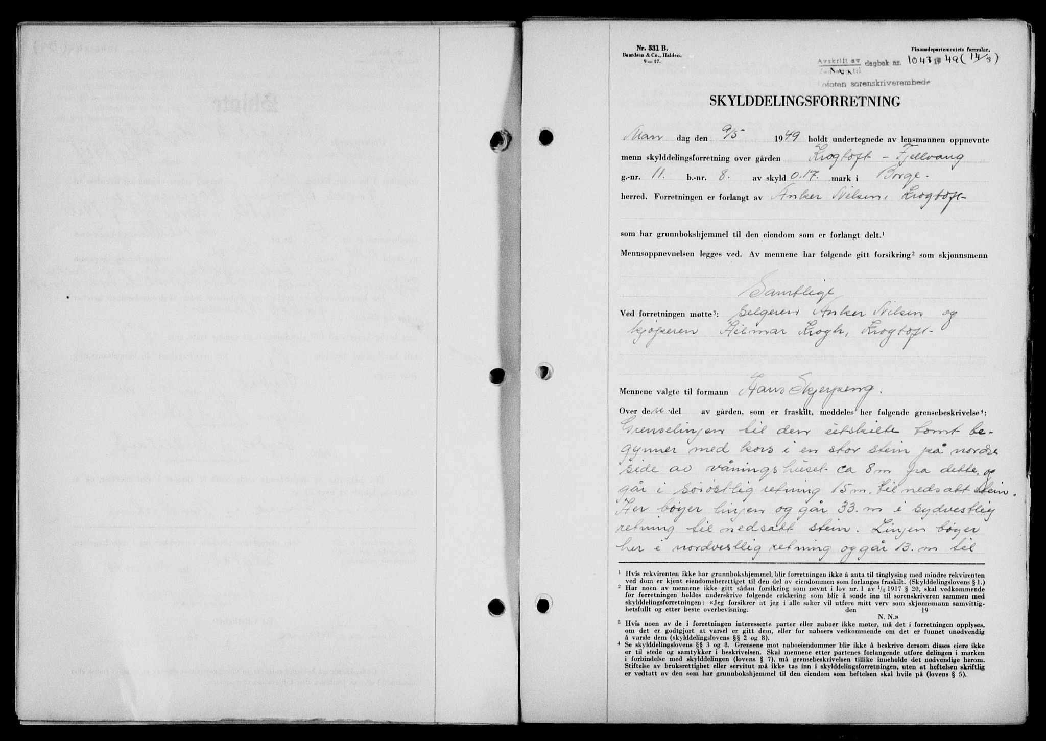 Lofoten sorenskriveri, SAT/A-0017/1/2/2C/L0020a: Mortgage book no. 20a, 1948-1949, Diary no: : 1047/1949