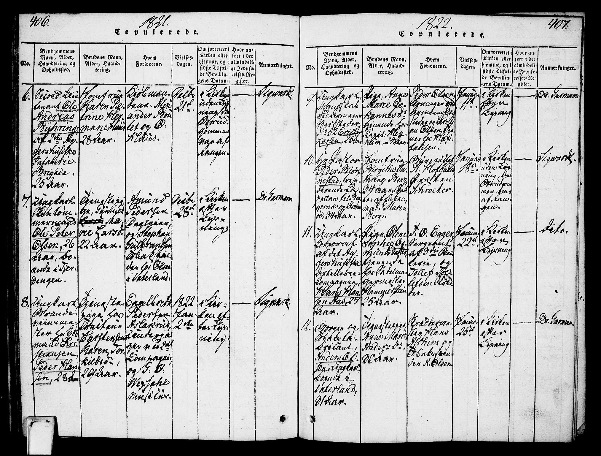 Oslo domkirke Kirkebøker, SAO/A-10752/F/Fa/L0007: Parish register (official) no. 7, 1817-1824, p. 406-407