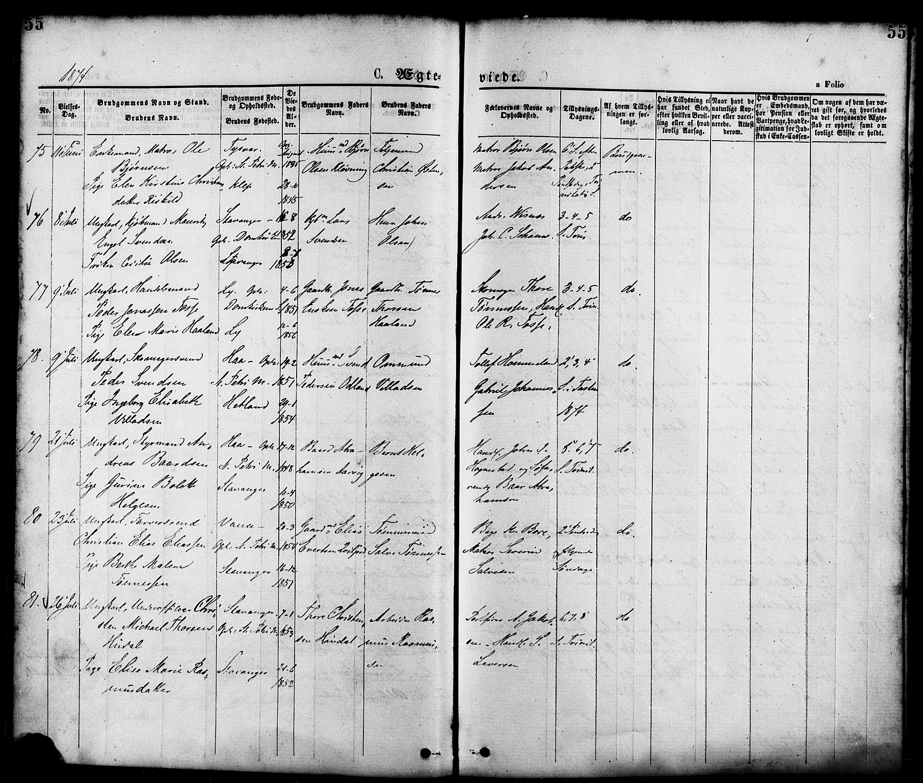 St. Petri sokneprestkontor, AV/SAST-A-101813/001/30/30BA/L0010: Parish register (official) no. A 10, 1869-1878, p. 55