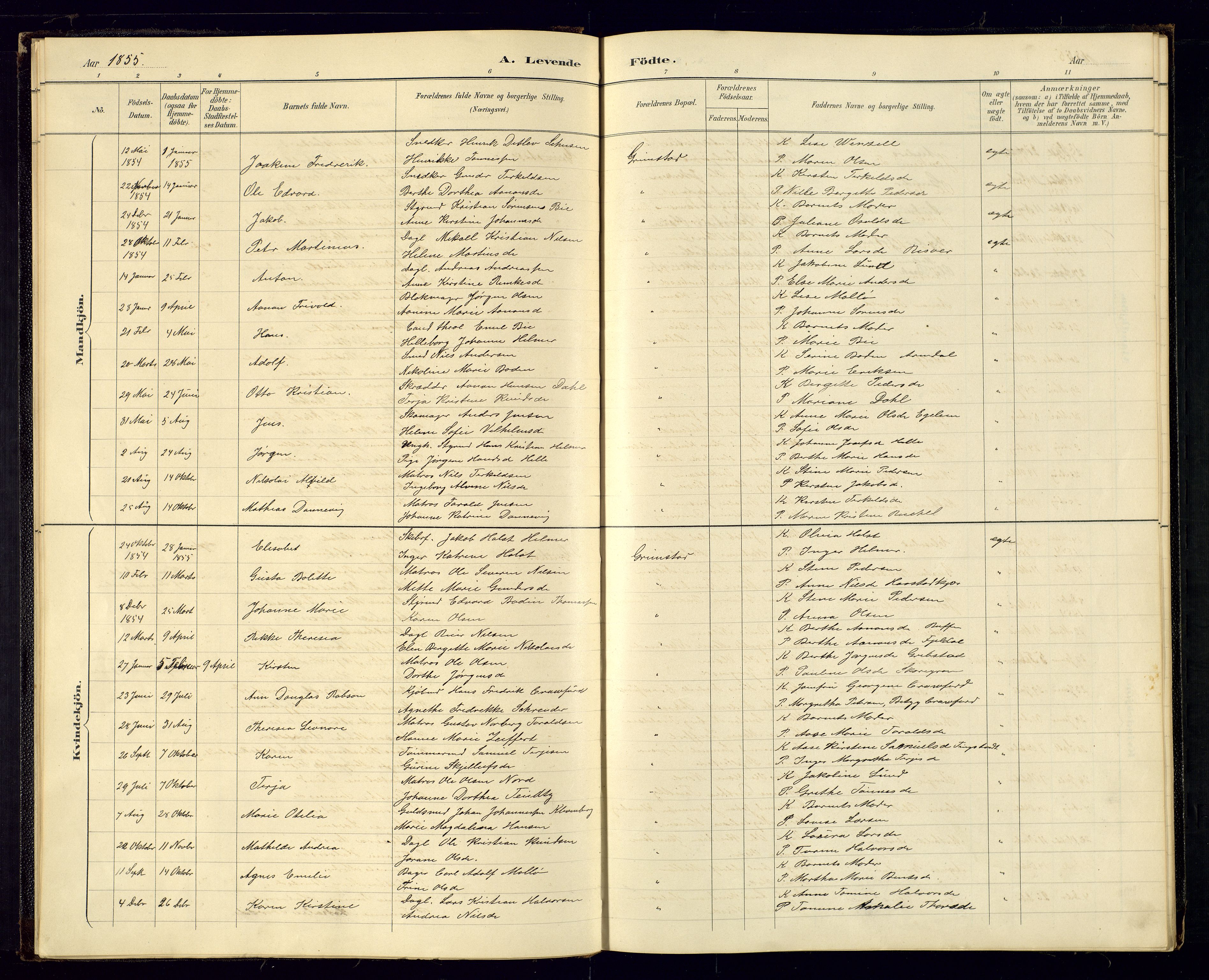 Grimstad sokneprestkontor, SAK/1111-0017/F/Fa/L0001: Parish register (official) no. A 1a, 1850-1877