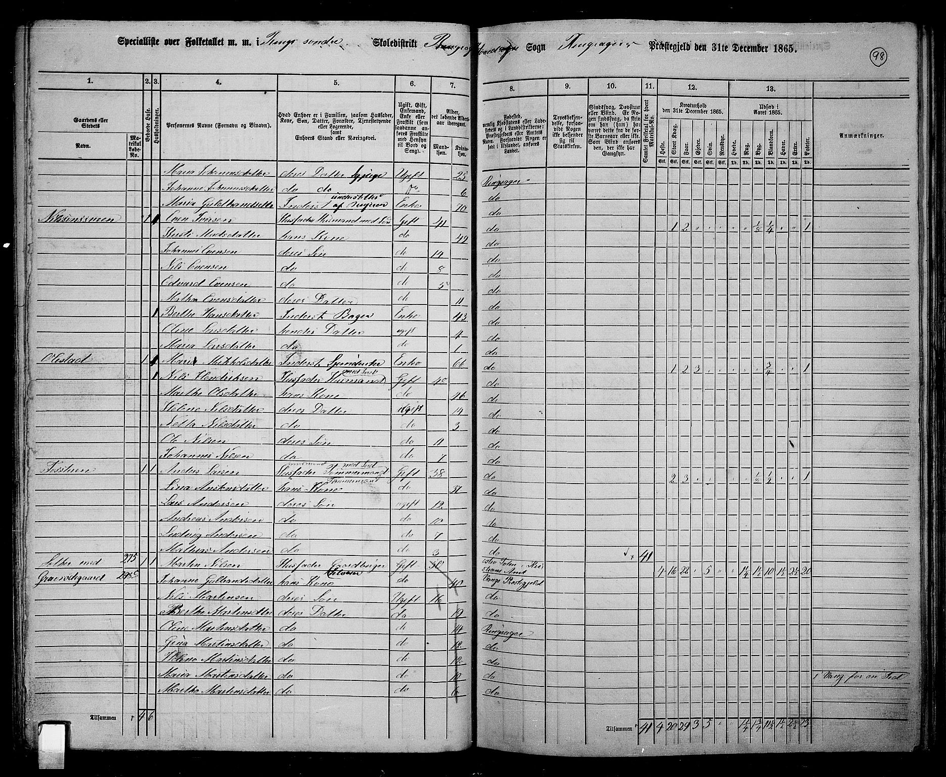 RA, 1865 census for Ringsaker, 1865, p. 347