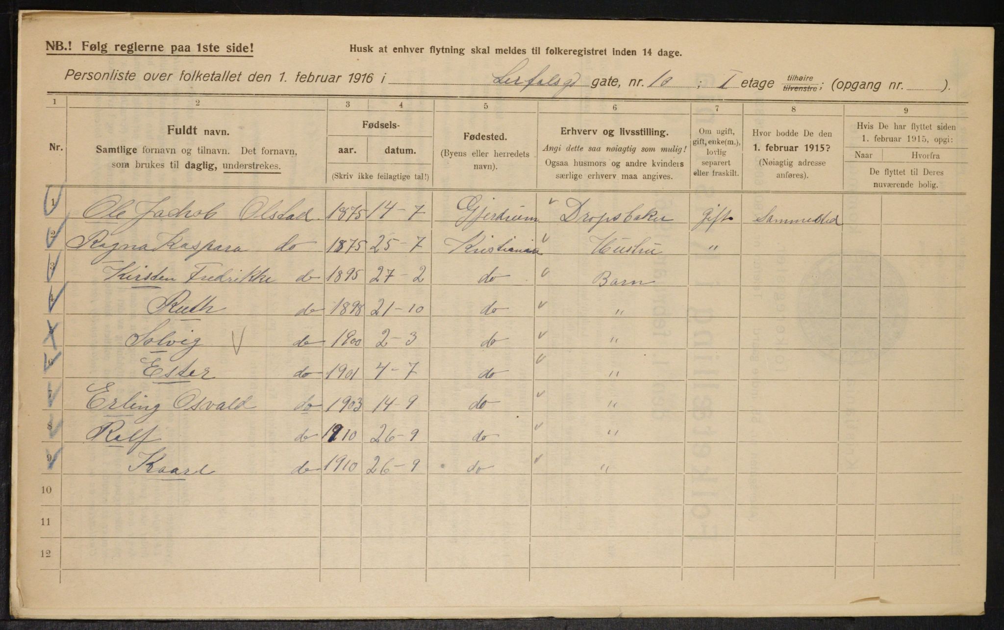 OBA, Municipal Census 1916 for Kristiania, 1916, p. 58729