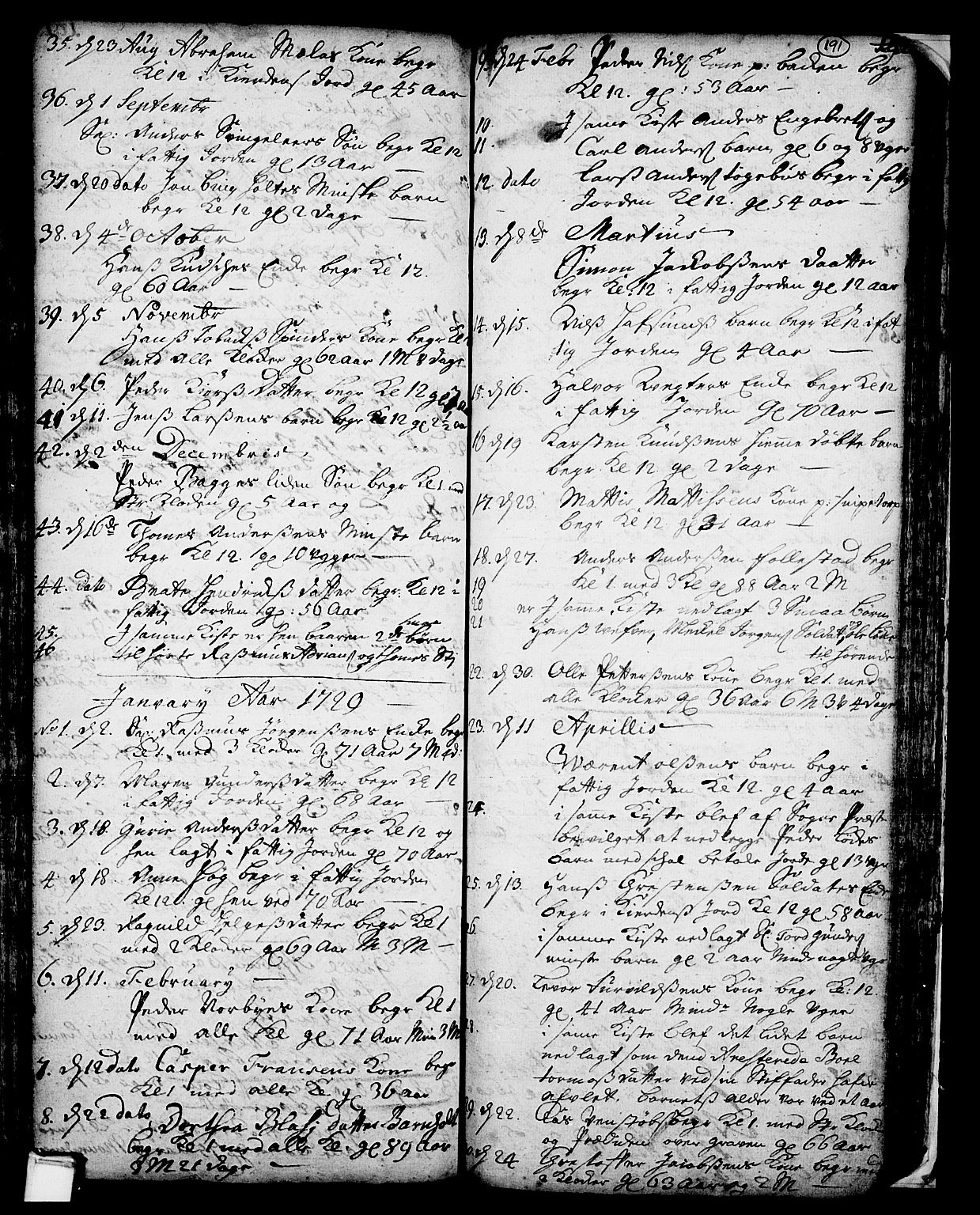 Skien kirkebøker, SAKO/A-302/F/Fa/L0002: Parish register (official) no. 2, 1716-1757, p. 191