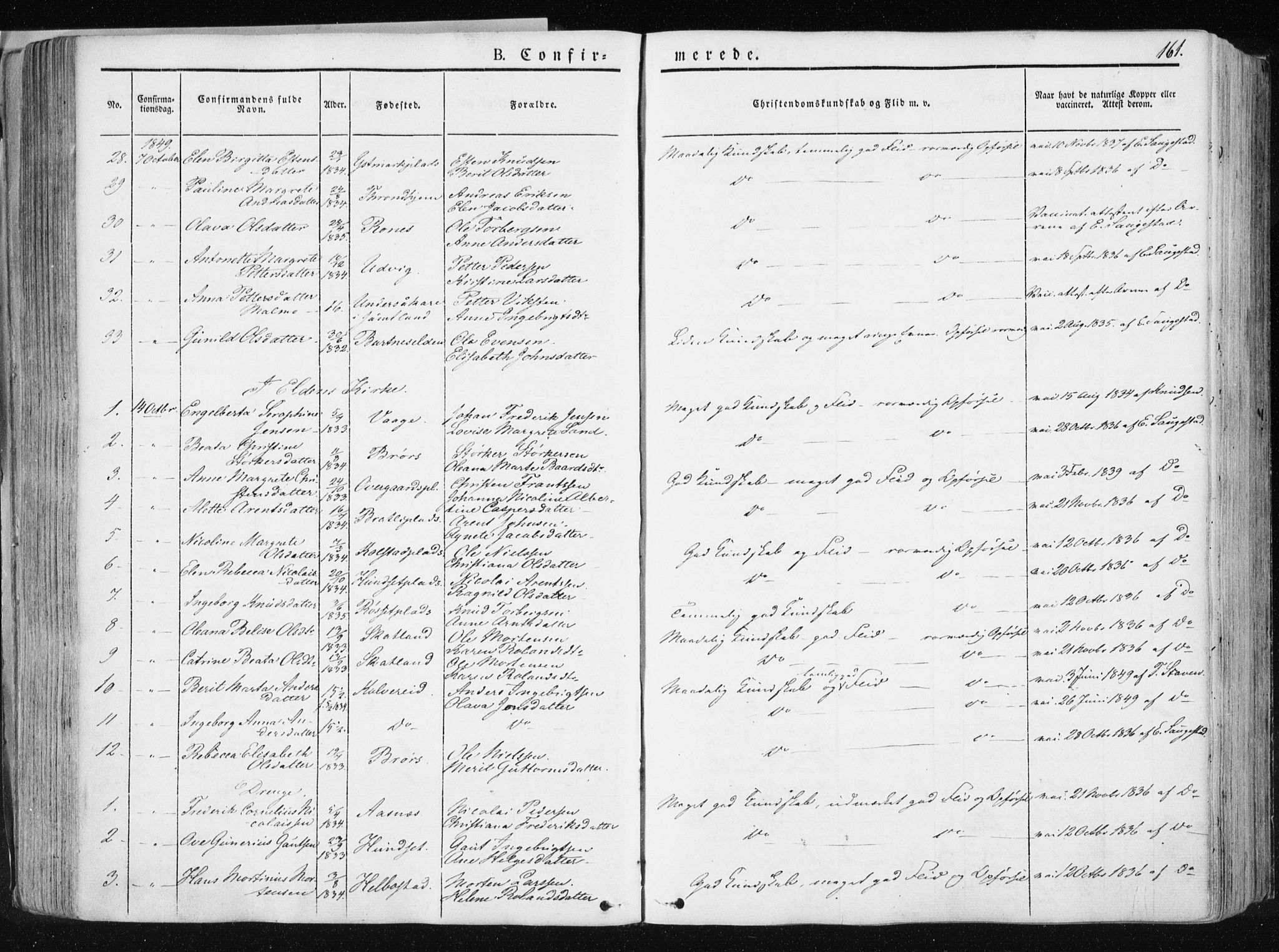 Ministerialprotokoller, klokkerbøker og fødselsregistre - Nord-Trøndelag, AV/SAT-A-1458/741/L0393: Parish register (official) no. 741A07, 1849-1863, p. 161