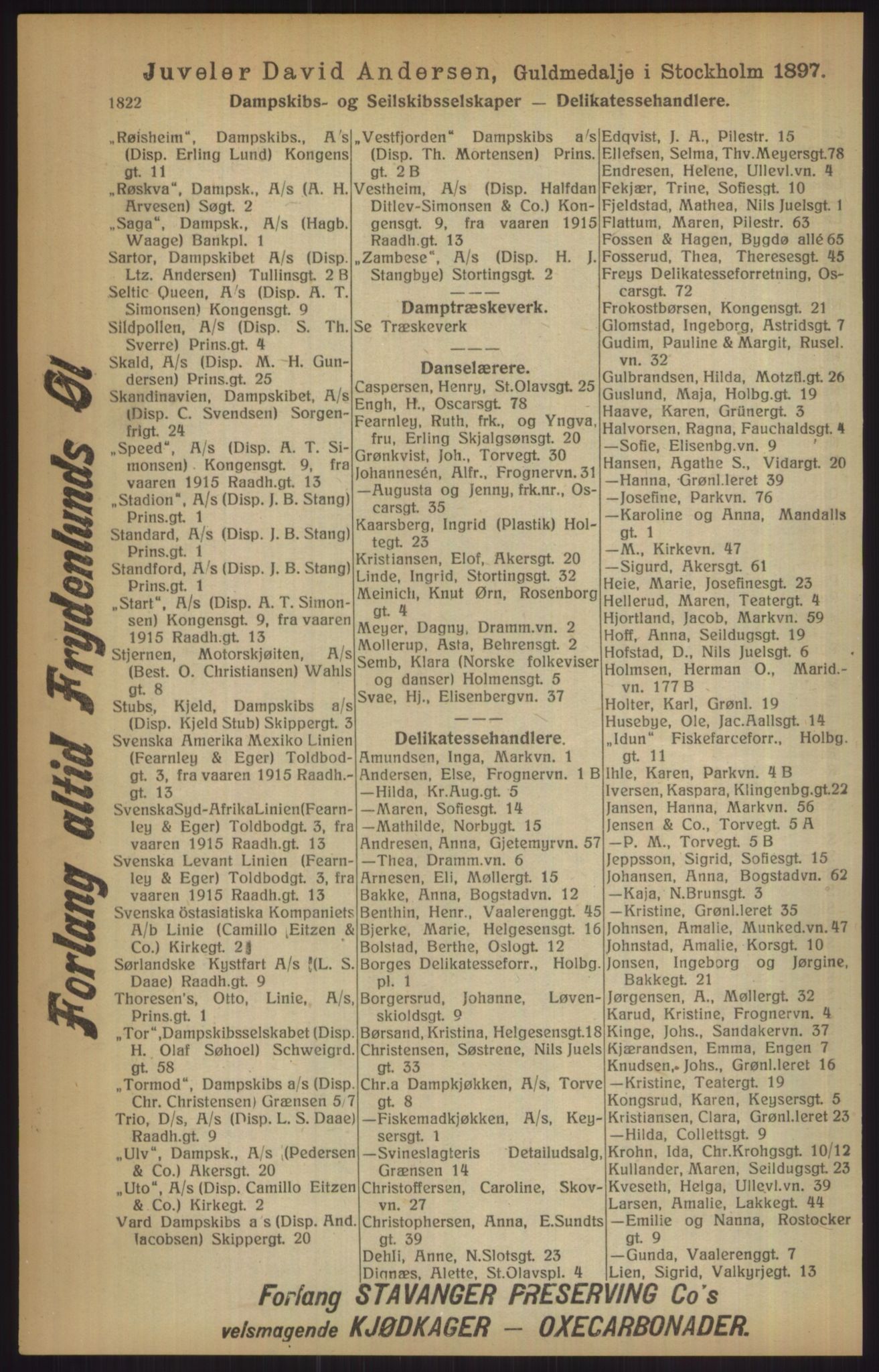 Kristiania/Oslo adressebok, PUBL/-, 1915, p. 1822