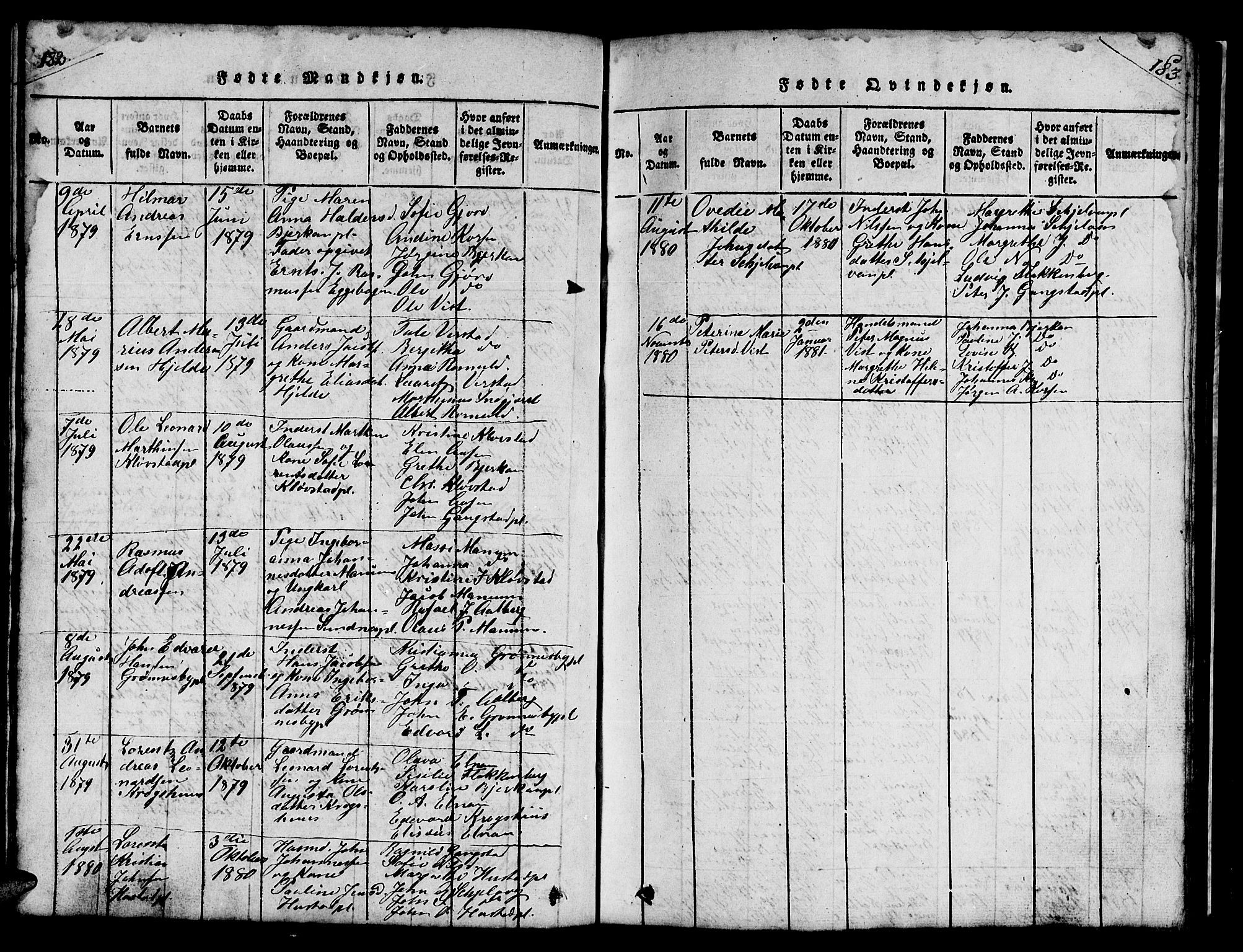 Ministerialprotokoller, klokkerbøker og fødselsregistre - Nord-Trøndelag, SAT/A-1458/732/L0317: Parish register (copy) no. 732C01, 1816-1881, p. 182-183