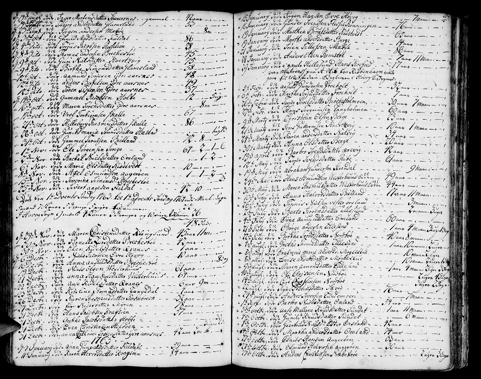 Vestre Moland sokneprestkontor, SAK/1111-0046/F/Fa/Fab/L0002: Parish register (official) no. A 2, 1760-1816, p. 232