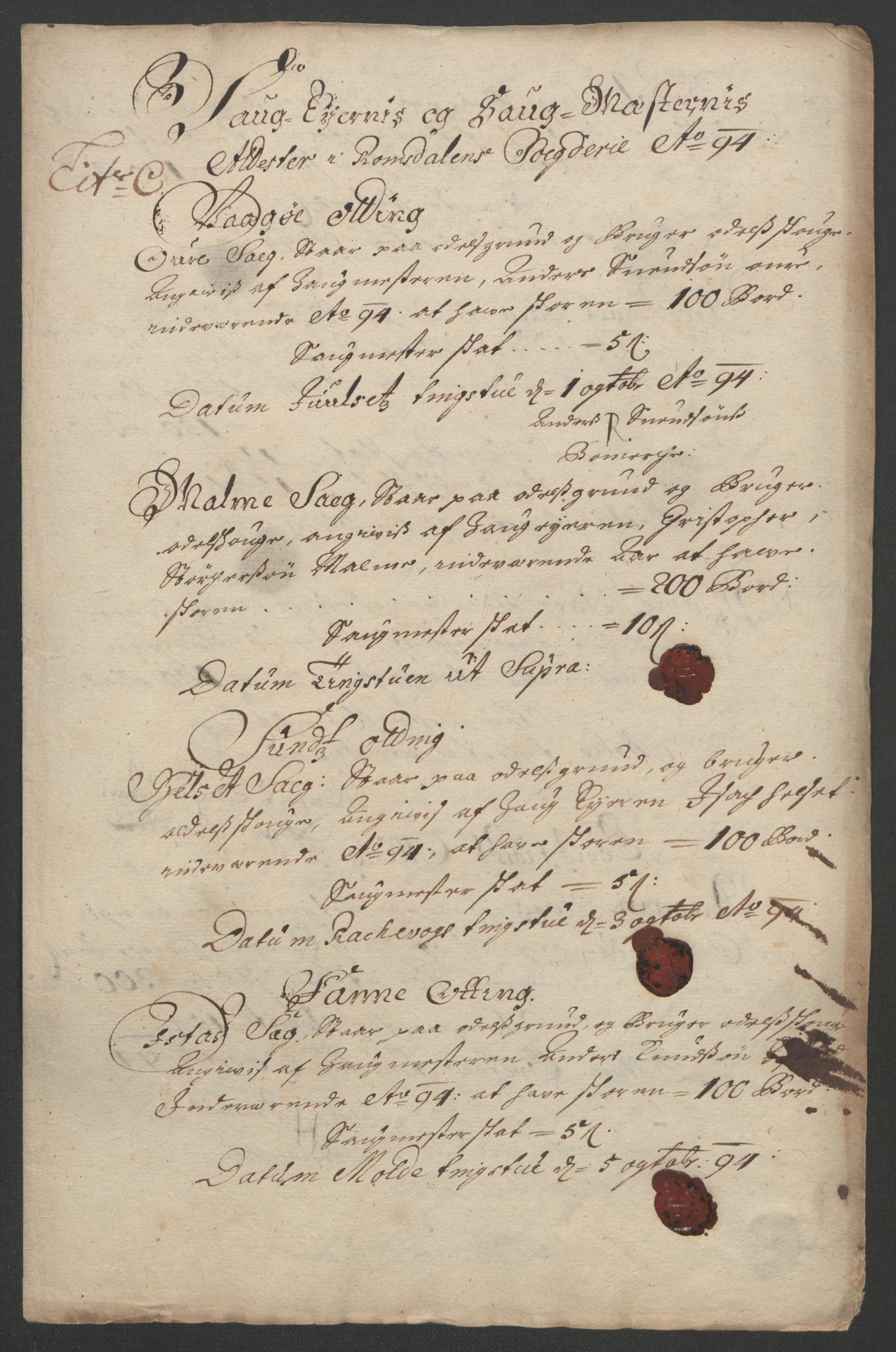 Rentekammeret inntil 1814, Reviderte regnskaper, Fogderegnskap, RA/EA-4092/R55/L3651: Fogderegnskap Romsdal, 1693-1694, p. 230