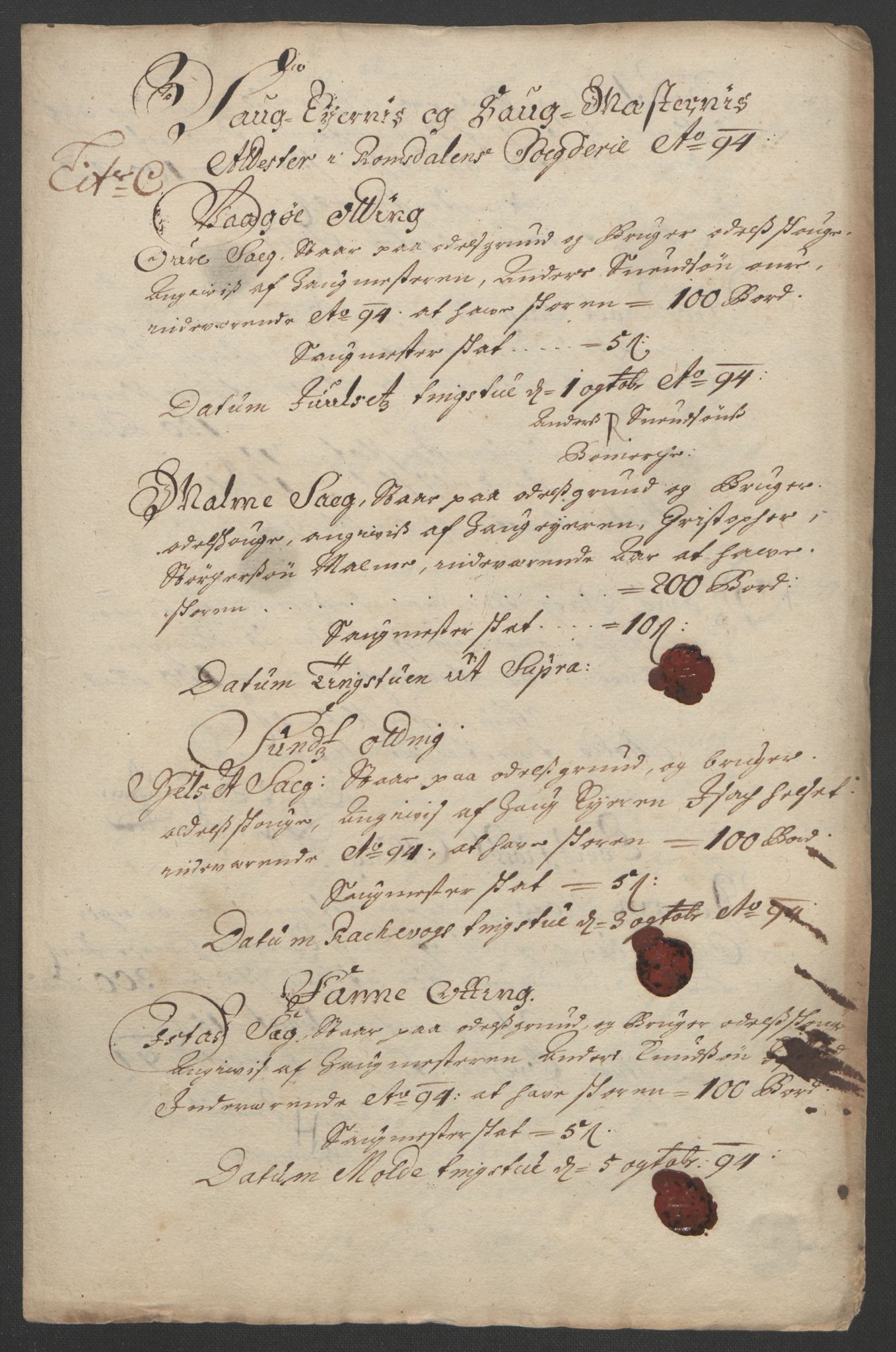 Rentekammeret inntil 1814, Reviderte regnskaper, Fogderegnskap, AV/RA-EA-4092/R55/L3651: Fogderegnskap Romsdal, 1693-1694, p. 230