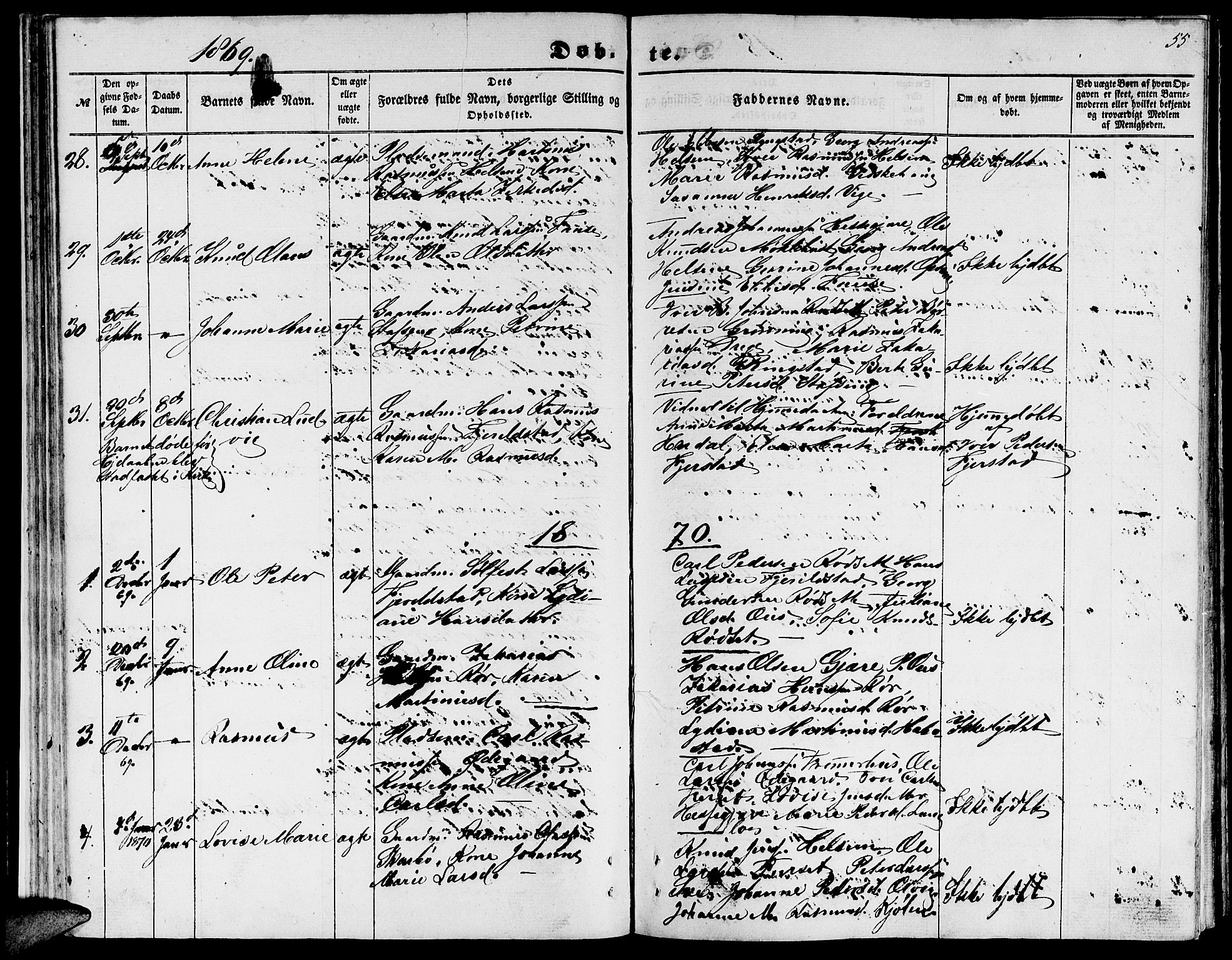 Ministerialprotokoller, klokkerbøker og fødselsregistre - Møre og Romsdal, AV/SAT-A-1454/520/L0291: Parish register (copy) no. 520C03, 1854-1881, p. 55