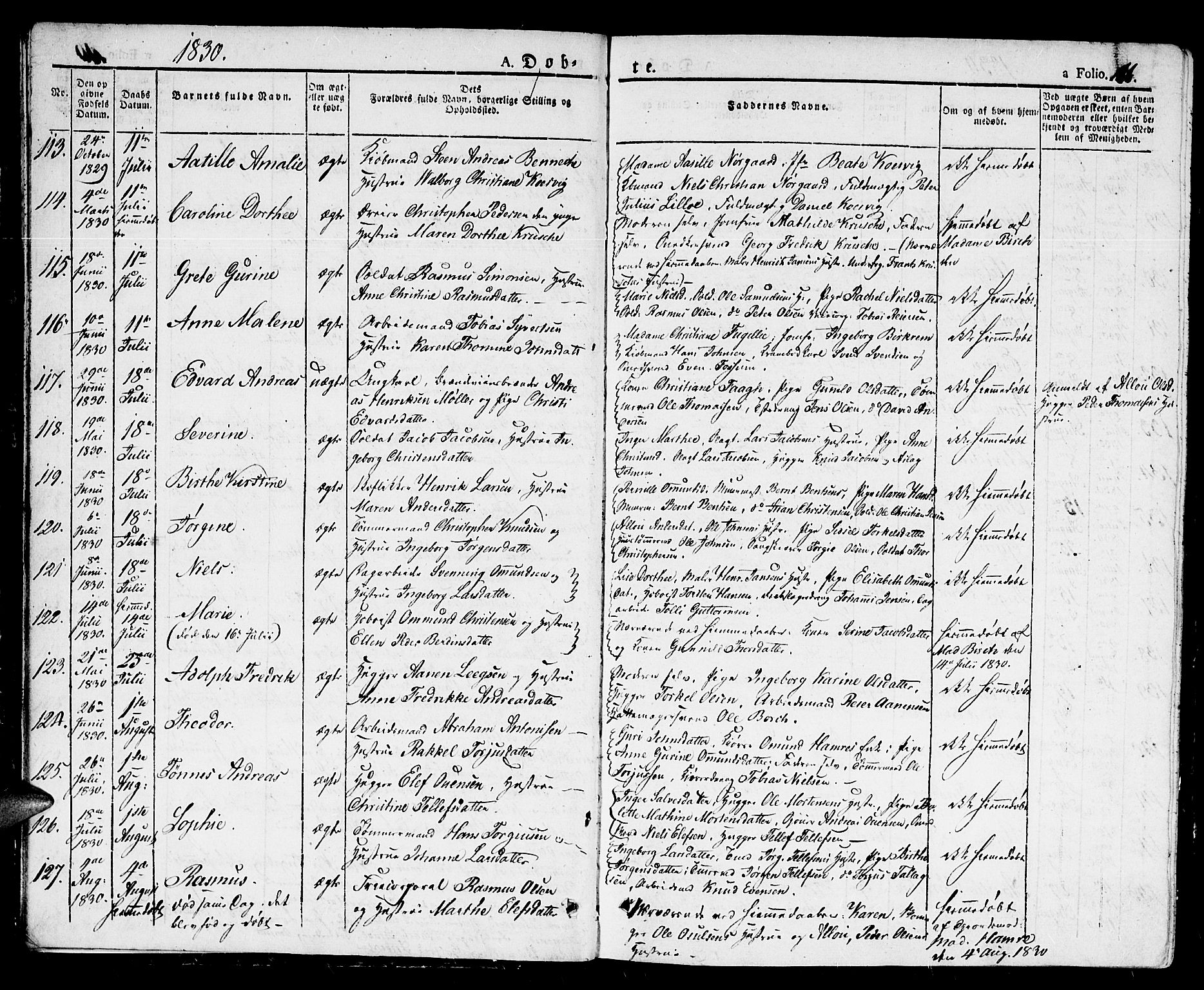 Kristiansand domprosti, AV/SAK-1112-0006/F/Fb/L0007: Parish register (copy) no. B 7, 1829-1837, p. 11