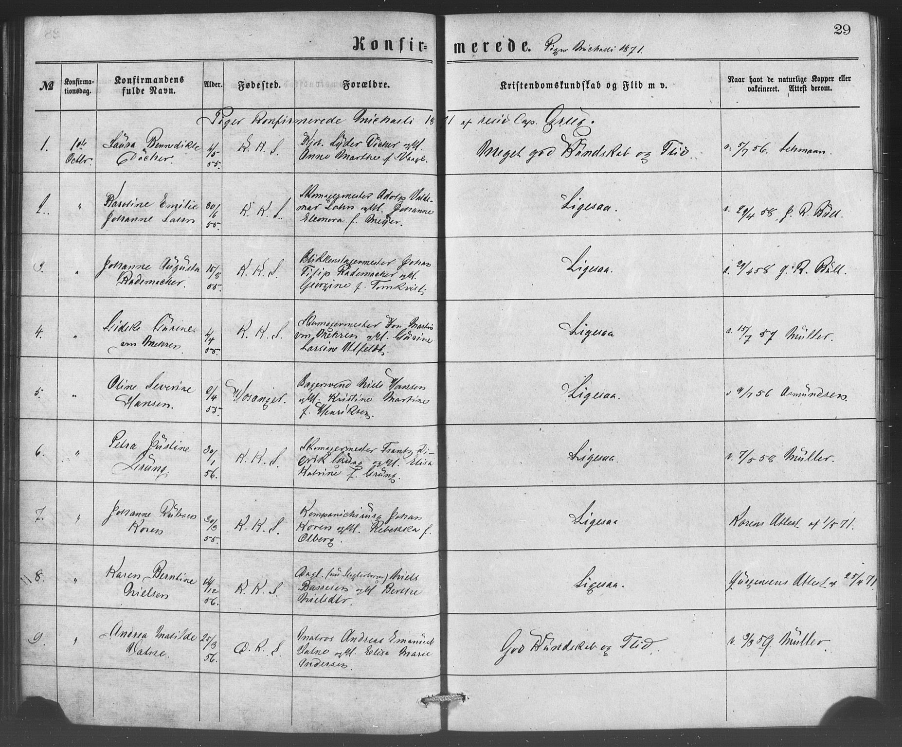 Korskirken sokneprestembete, SAB/A-76101/H/Haa/L0070: Curate's parish register no. A 5, 1869-1885, p. 29