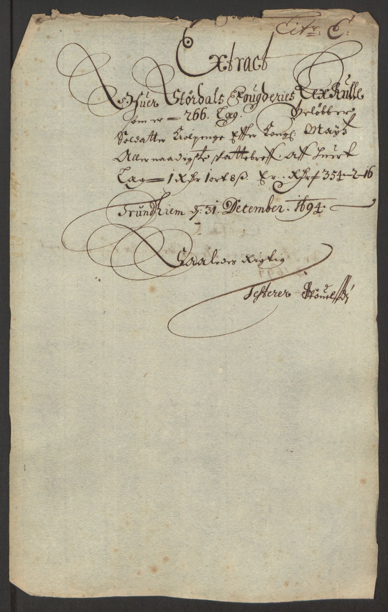 Rentekammeret inntil 1814, Reviderte regnskaper, Fogderegnskap, RA/EA-4092/R62/L4186: Fogderegnskap Stjørdal og Verdal, 1693-1694, p. 205