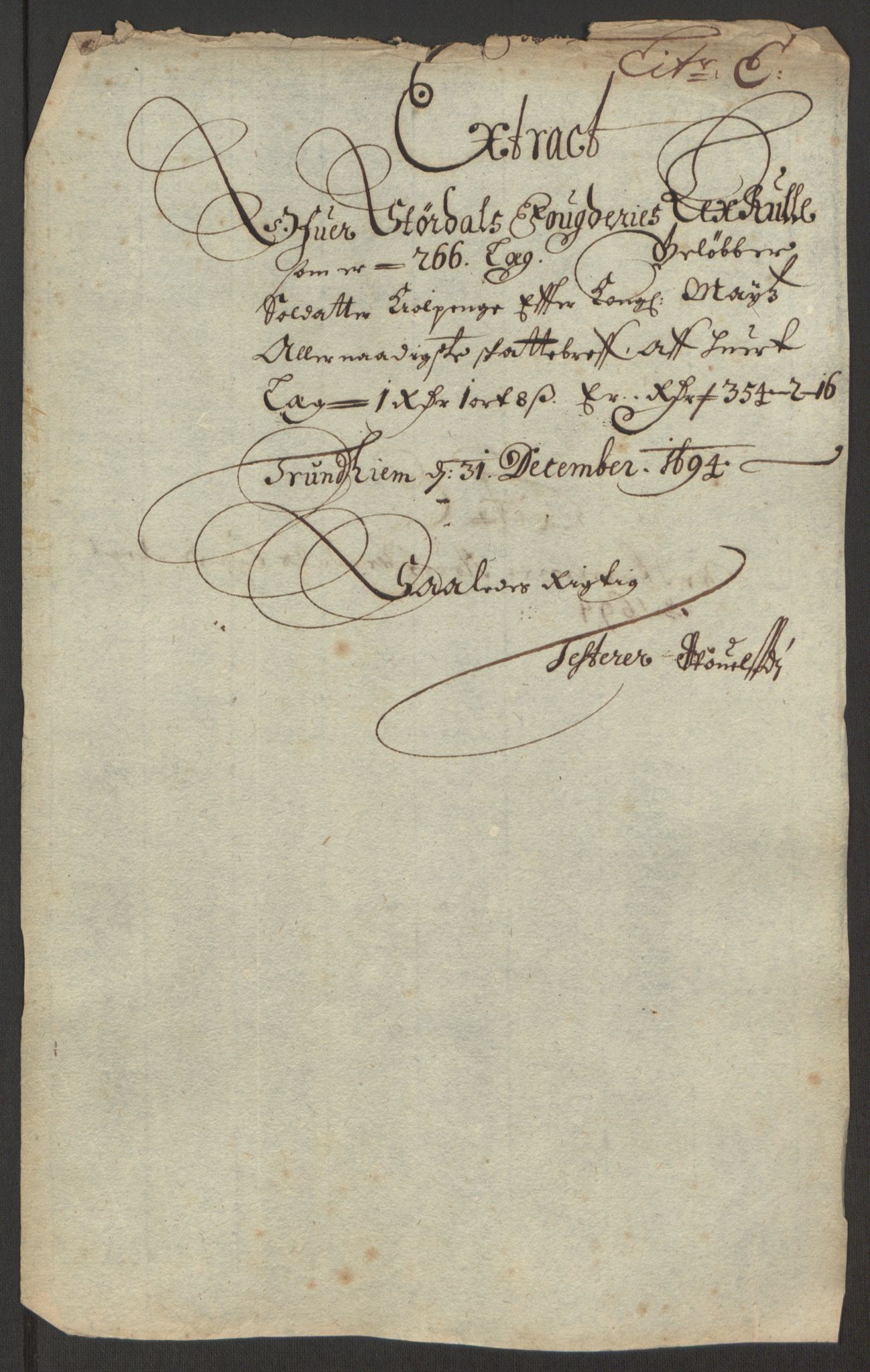 Rentekammeret inntil 1814, Reviderte regnskaper, Fogderegnskap, AV/RA-EA-4092/R62/L4186: Fogderegnskap Stjørdal og Verdal, 1693-1694, p. 205