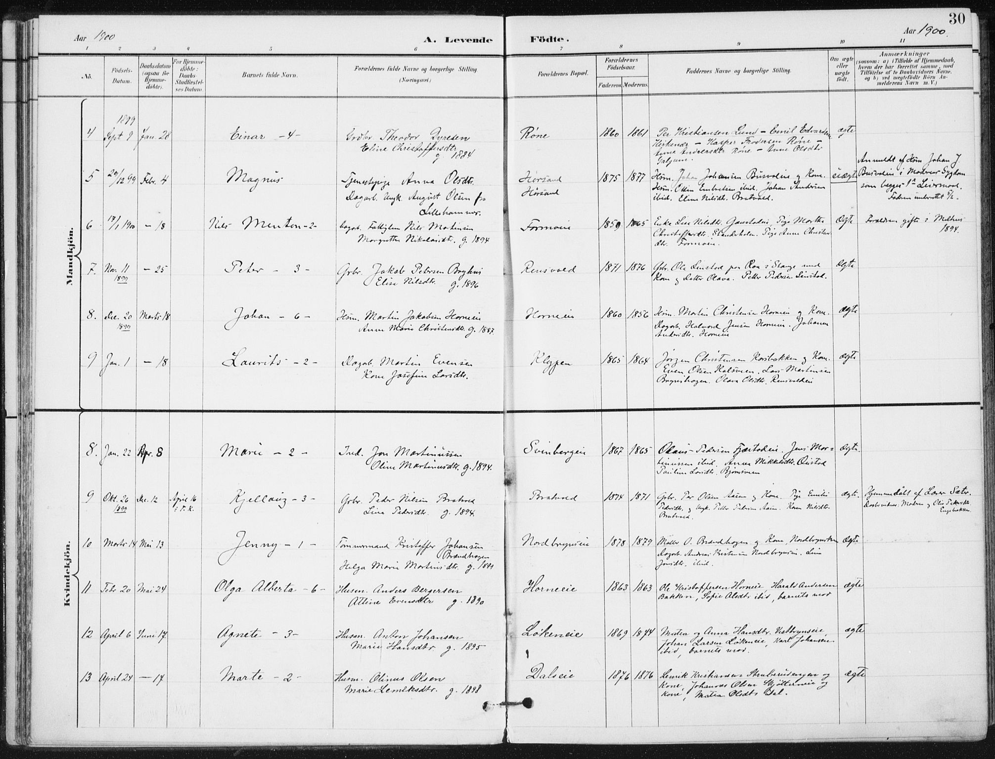 Romedal prestekontor, SAH/PREST-004/K/L0011: Parish register (official) no. 11, 1896-1912, p. 30