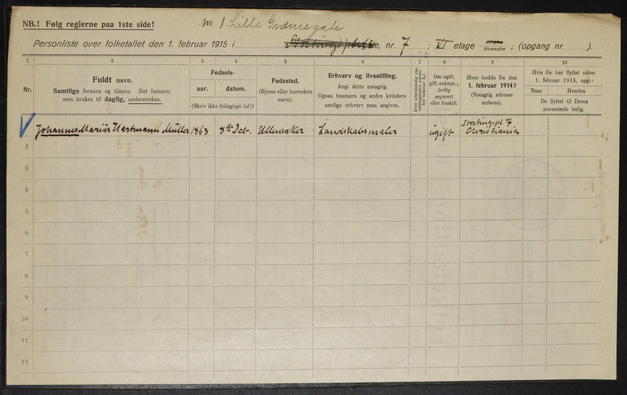 OBA, Municipal Census 1915 for Kristiania, 1915, p. 57065