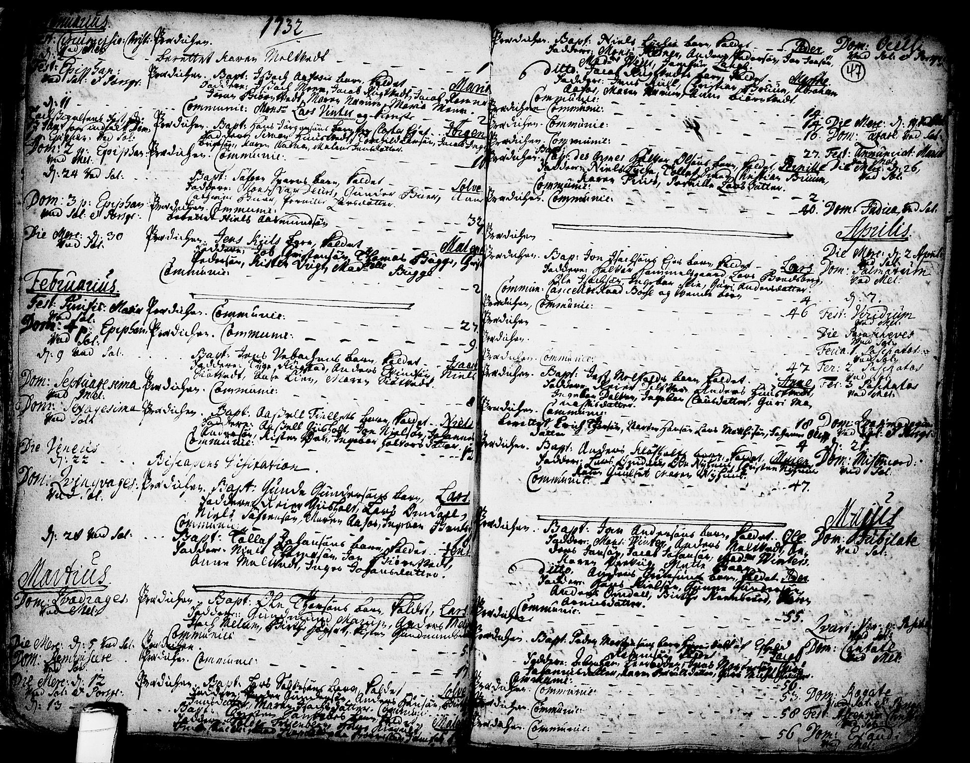 Solum kirkebøker, SAKO/A-306/F/Fa/L0002: Parish register (official) no. I 2, 1713-1761, p. 47