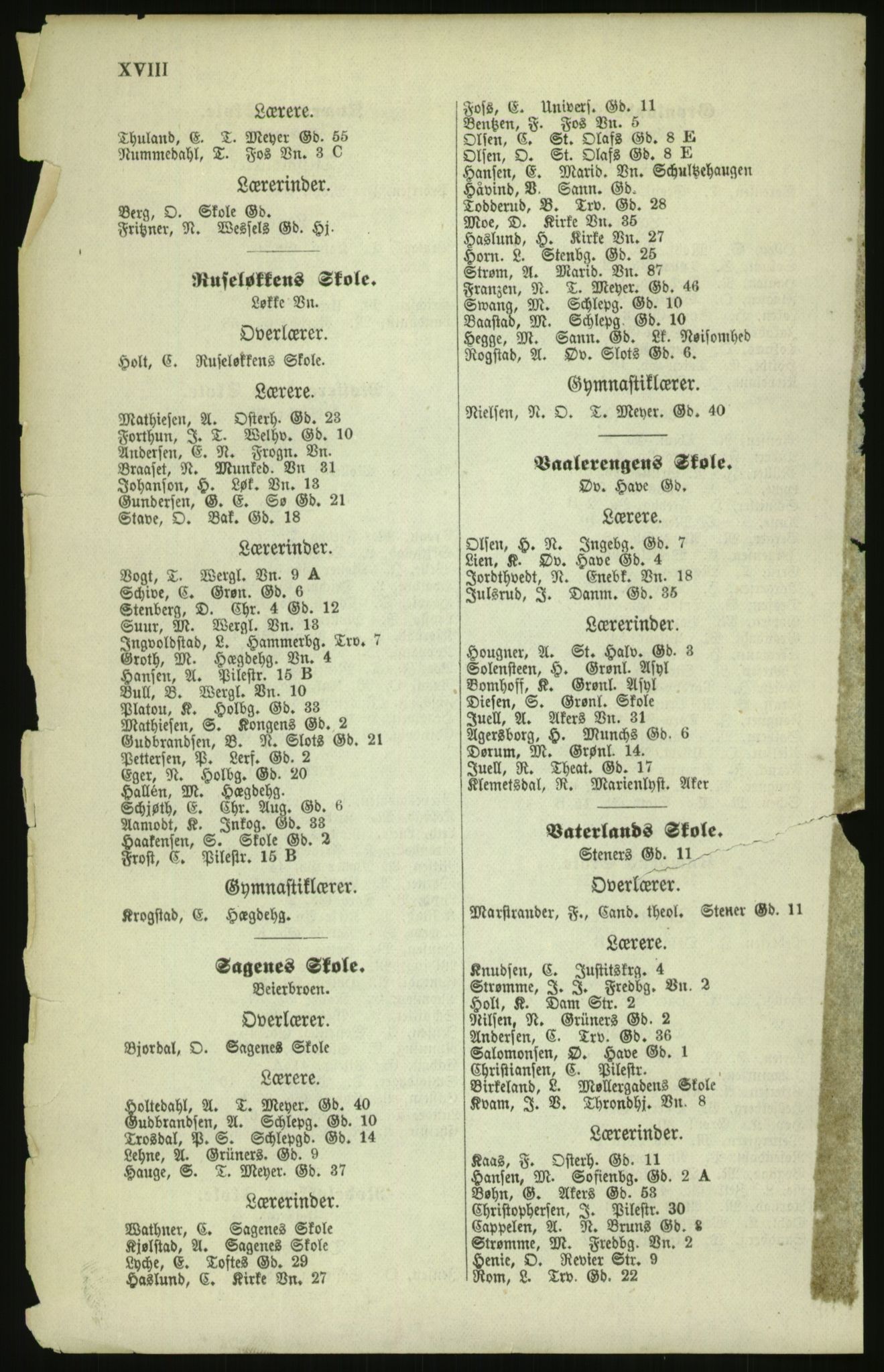 Kristiania/Oslo adressebok, PUBL/-, 1879, p. XVIII