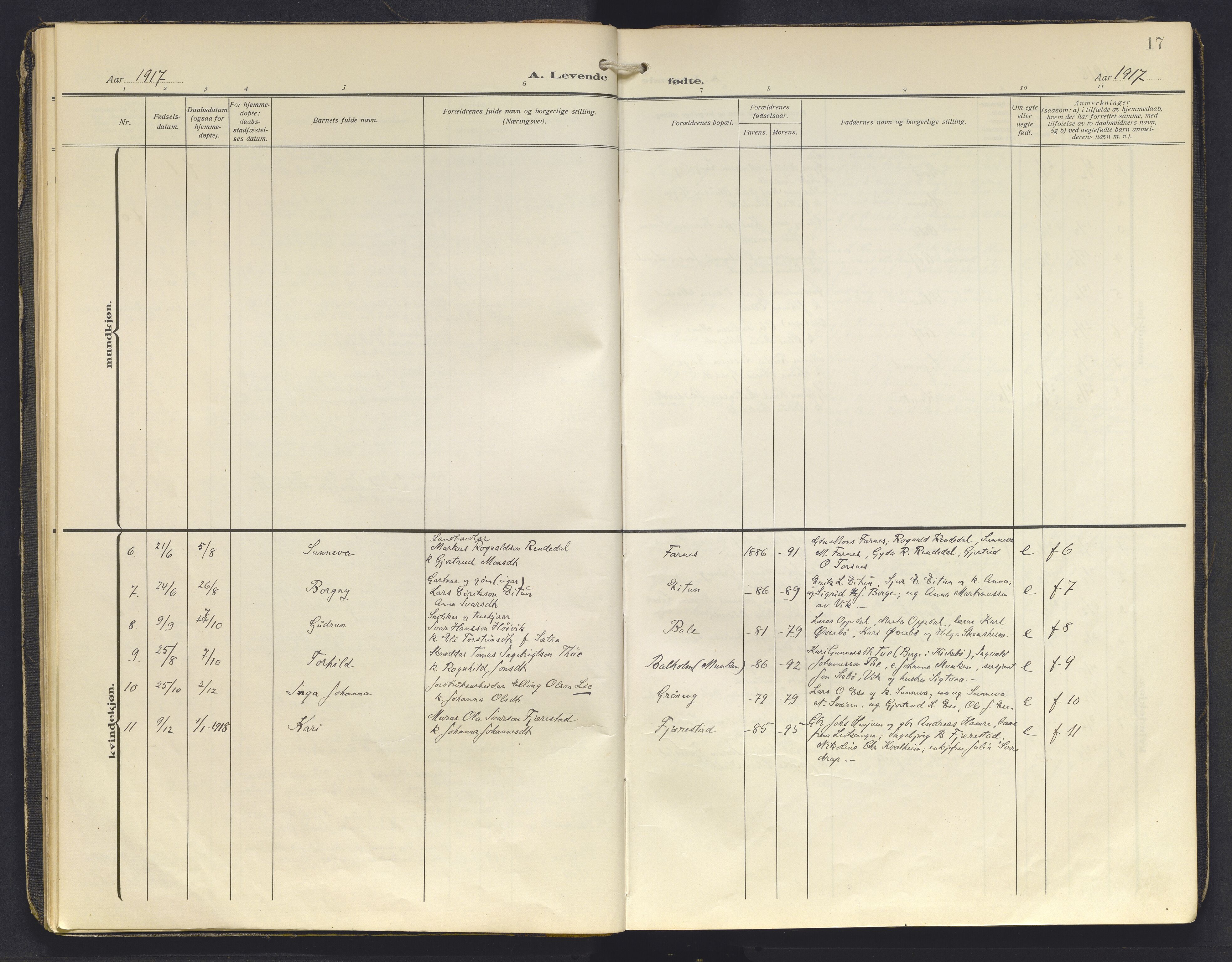 Balestrand sokneprestembete, AV/SAB-A-79601/H/Haa/Haab/L0002: Parish register (official) no. B 2, 1911-1932, p. 17