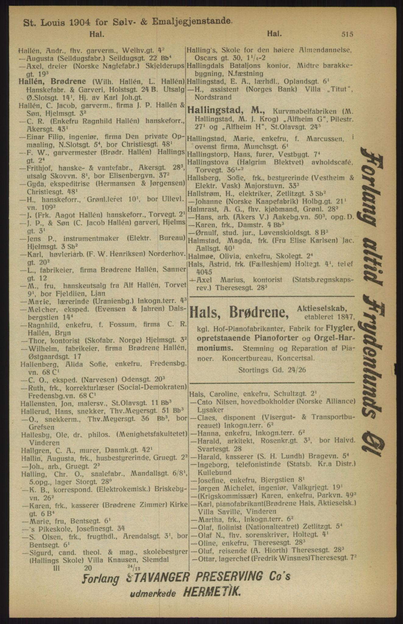 Kristiania/Oslo adressebok, PUBL/-, 1915, p. 515