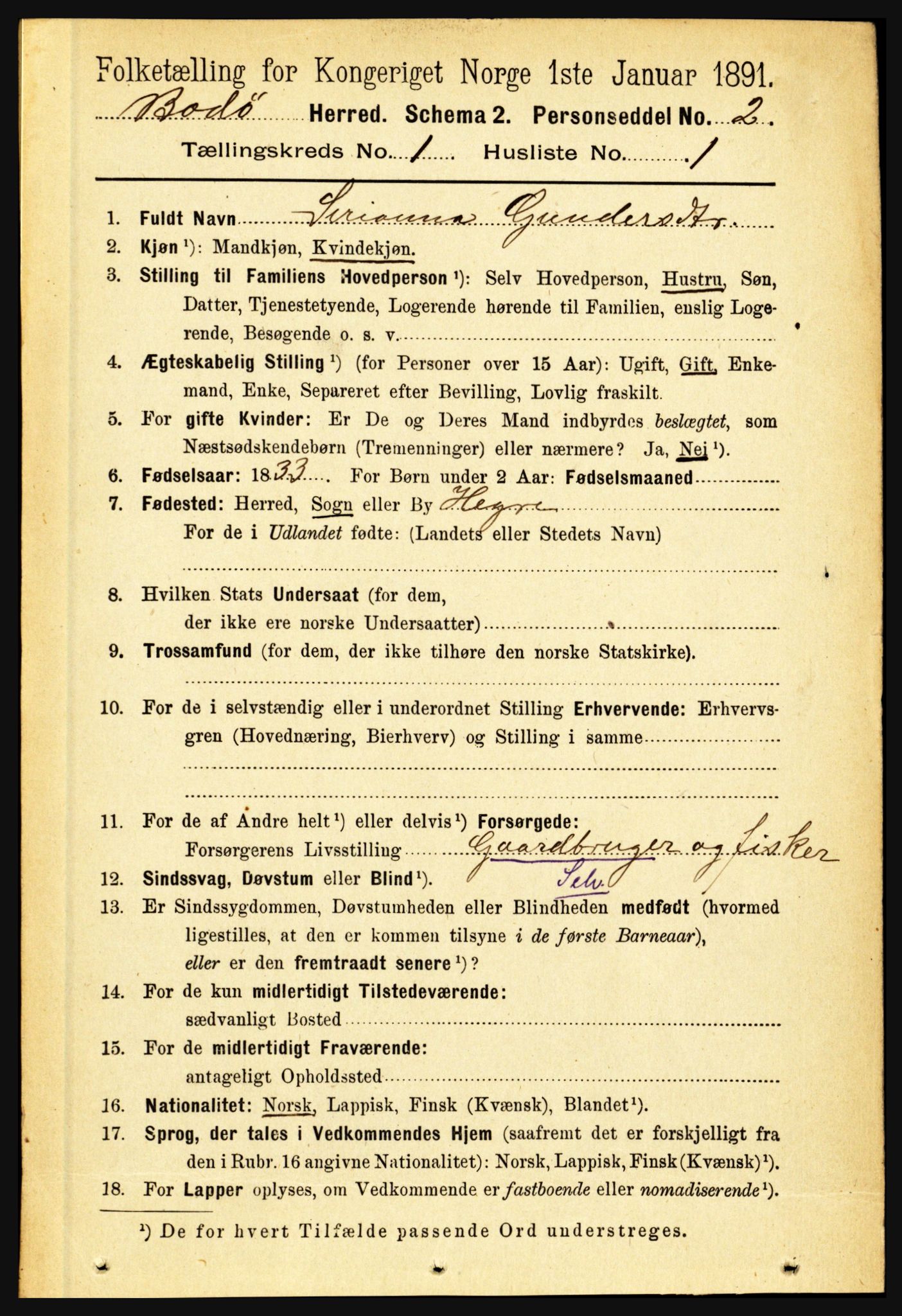 RA, 1891 census for 1843 Bodø, 1891, p. 103