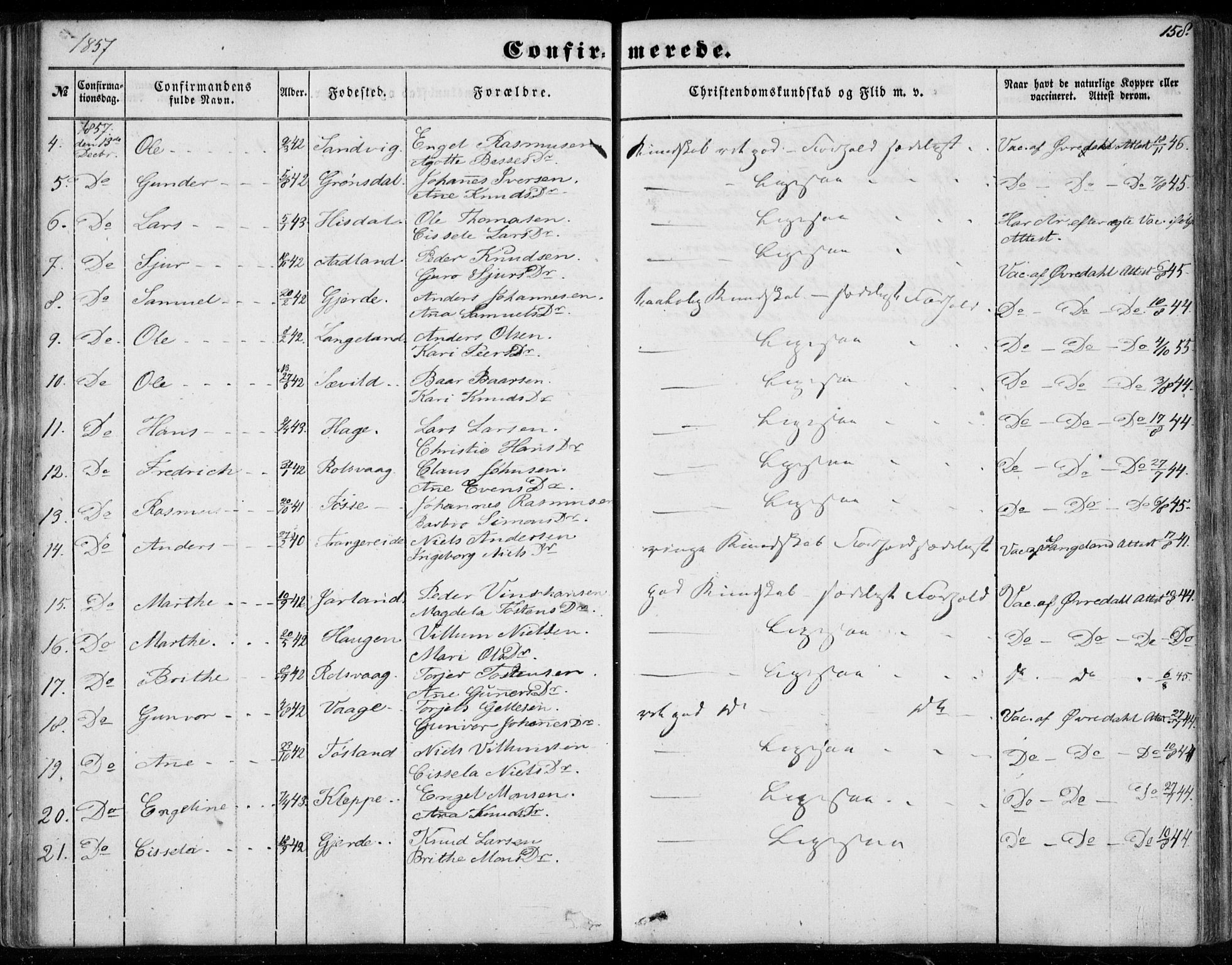 Os sokneprestembete, AV/SAB-A-99929: Parish register (official) no. A 16, 1851-1859, p. 158