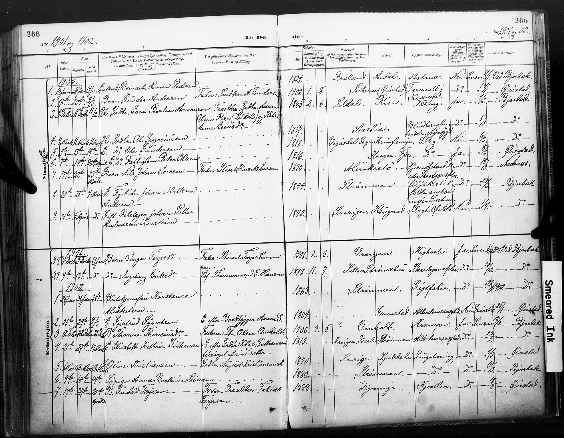 Øyestad sokneprestkontor, AV/SAK-1111-0049/F/Fa/L0018: Parish register (official) no. A 18, 1897-1907, p. 266