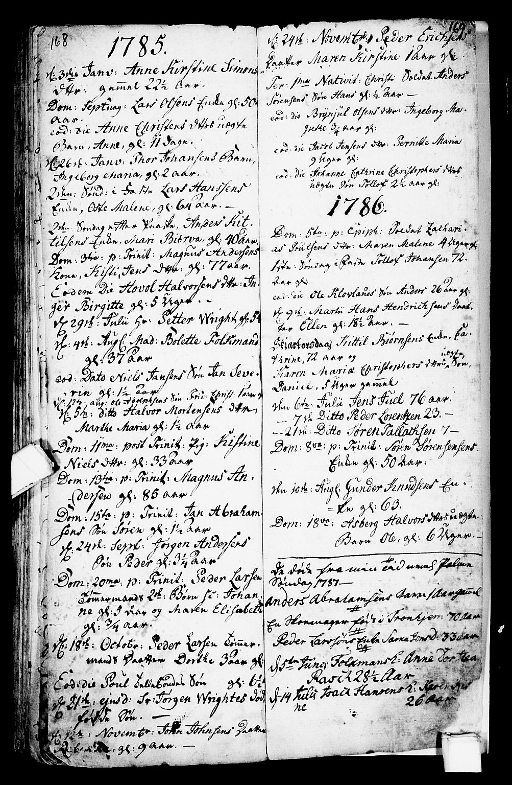 Porsgrunn kirkebøker , SAKO/A-104/G/Ga/L0001: Parish register (copy) no. I 1, 1766-1790, p. 168-169