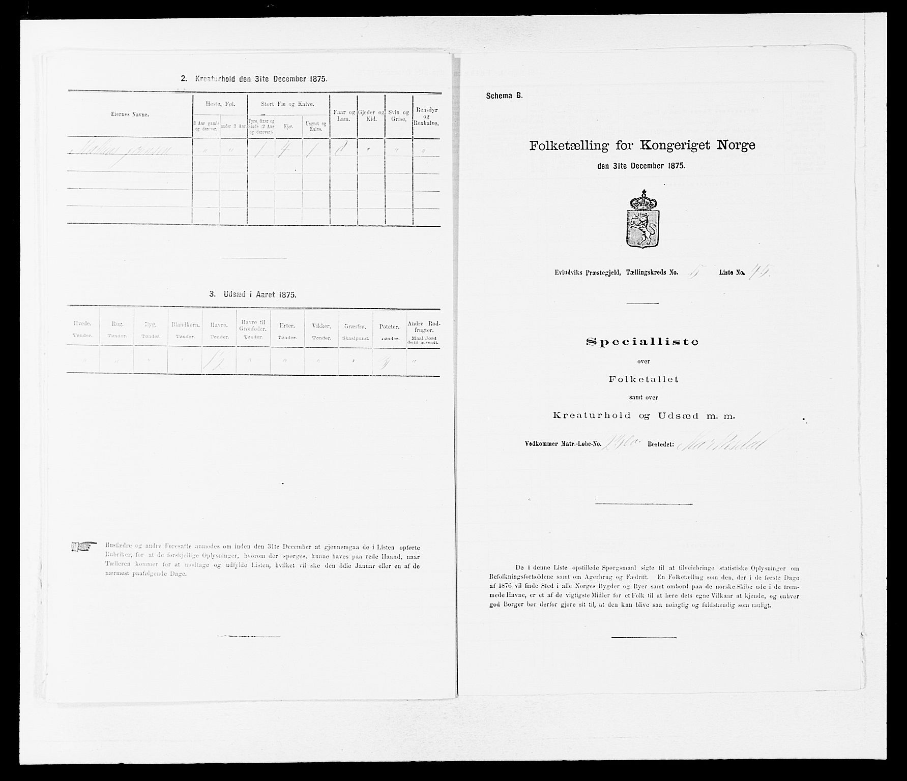 SAB, 1875 census for 1411P Eivindvik, 1875, p. 520