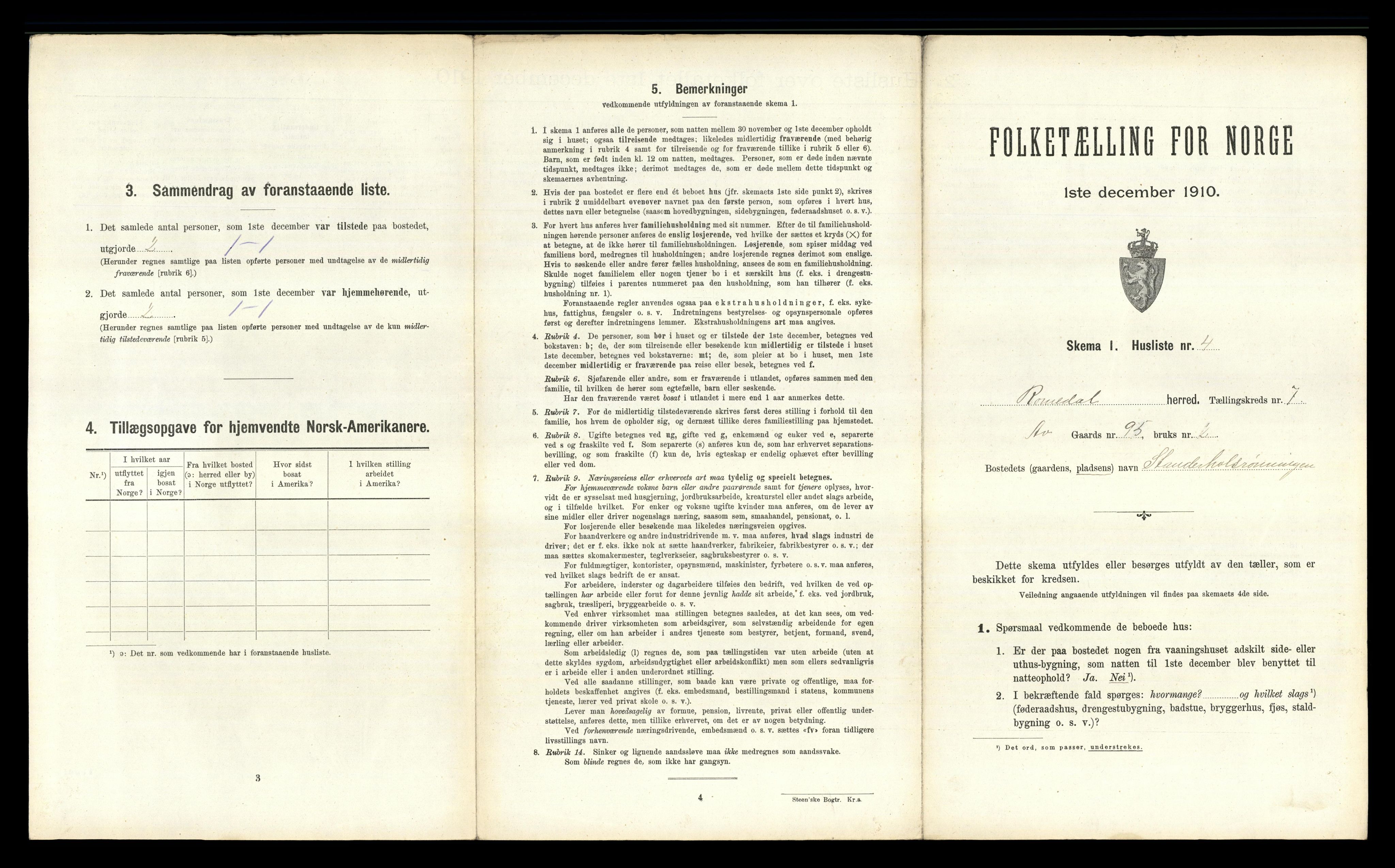 RA, 1910 census for Romedal, 1910, p. 1253