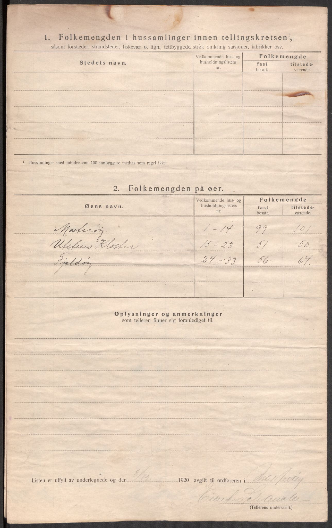 SAST, 1920 census for Mosterøy, 1920, p. 22