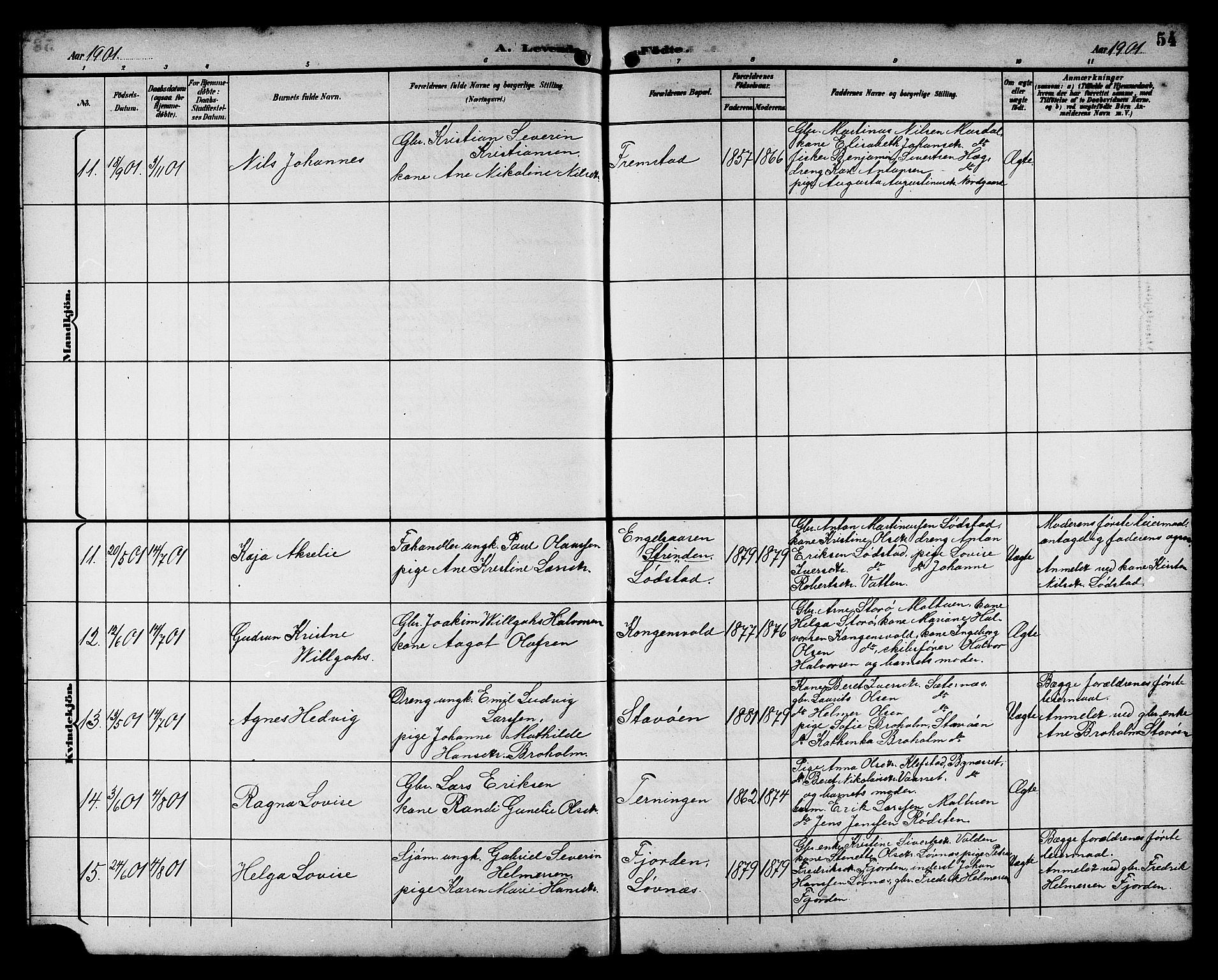 Ministerialprotokoller, klokkerbøker og fødselsregistre - Sør-Trøndelag, AV/SAT-A-1456/662/L0757: Parish register (copy) no. 662C02, 1892-1918, p. 54