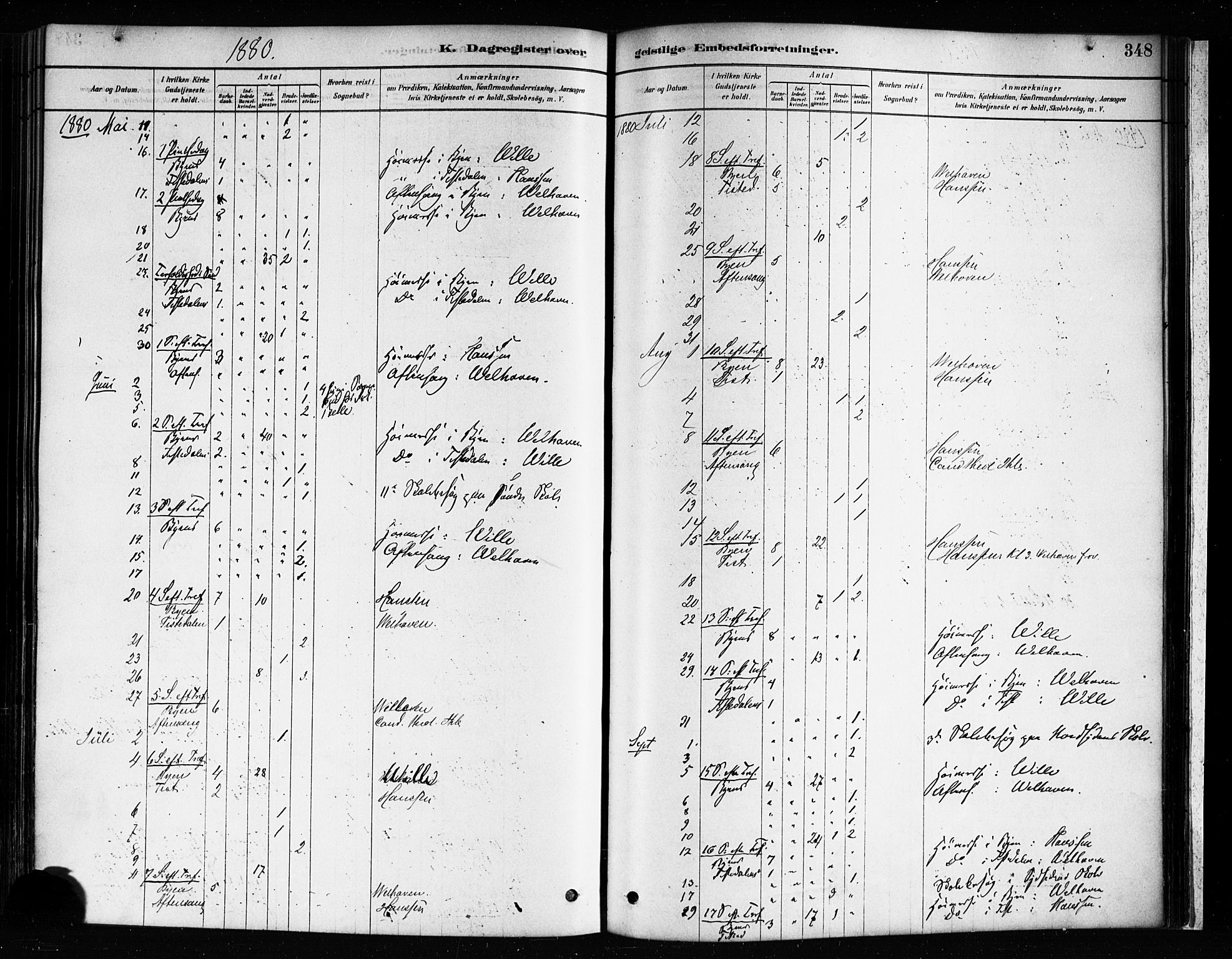 Halden prestekontor Kirkebøker, AV/SAO-A-10909/F/Fa/L0012: Parish register (official) no. I 12, 1878-1889, p. 348