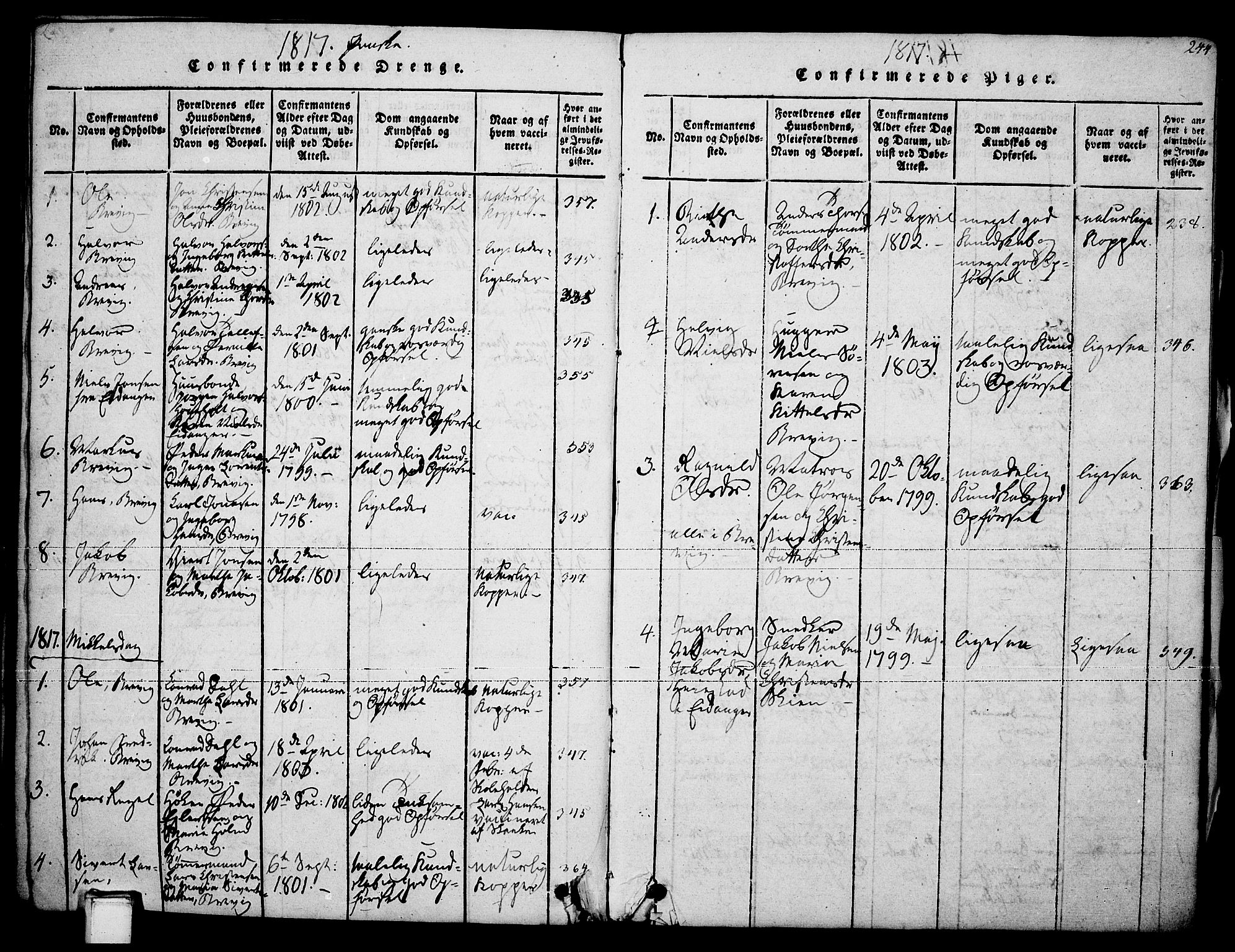 Brevik kirkebøker, SAKO/A-255/F/Fa/L0004: Parish register (official) no. 4, 1814-1846, p. 244