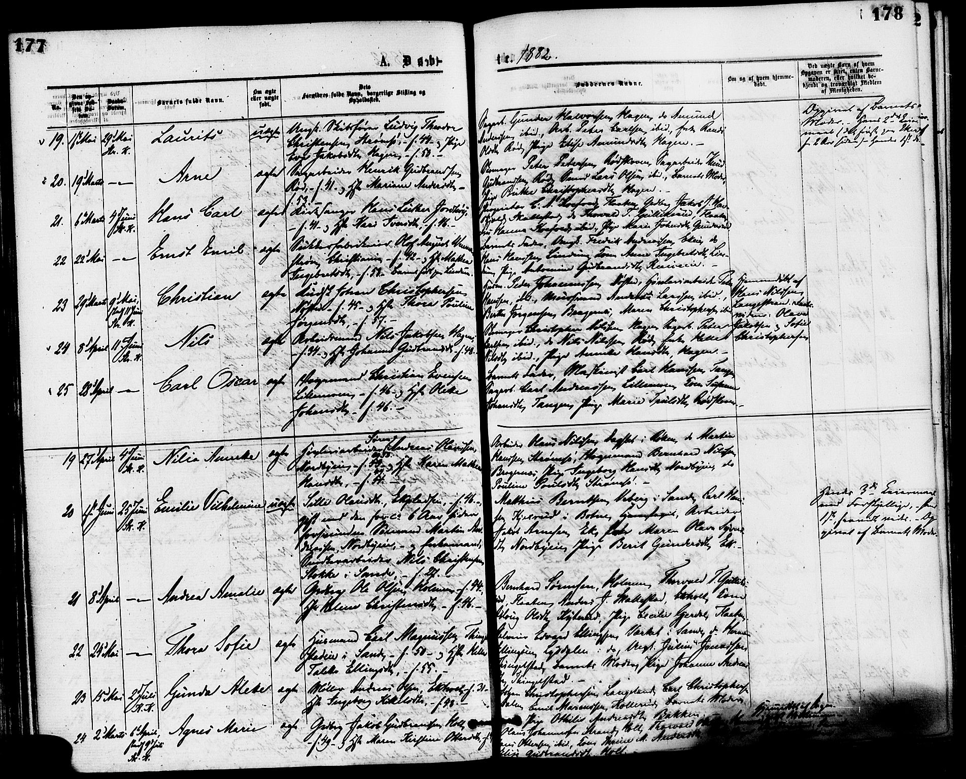 Skoger kirkebøker, AV/SAKO-A-59/F/Fa/L0005: Parish register (official) no. I 5, 1873-1884, p. 177-178