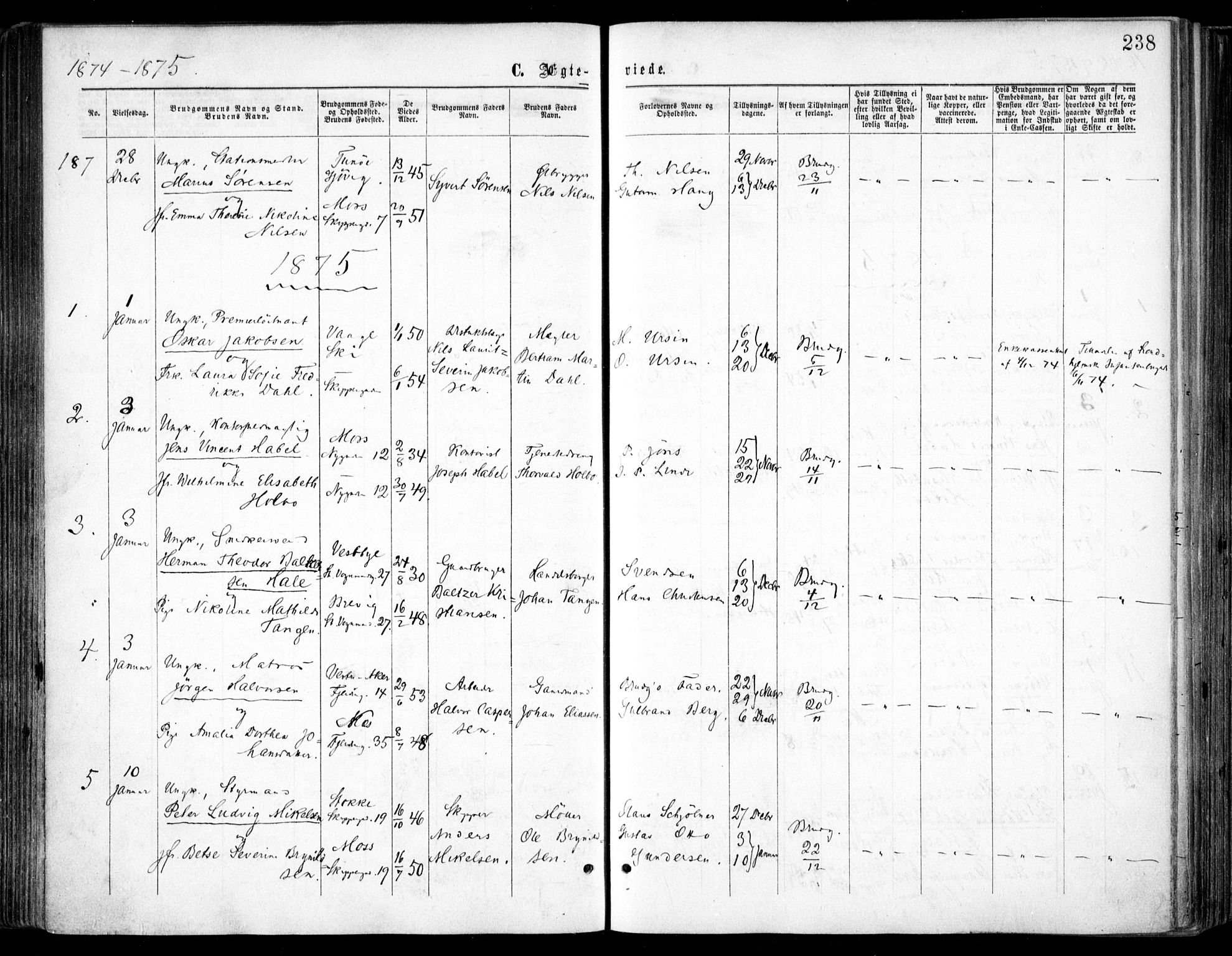 Oslo domkirke Kirkebøker, SAO/A-10752/F/Fa/L0021: Parish register (official) no. 21, 1865-1884, p. 238