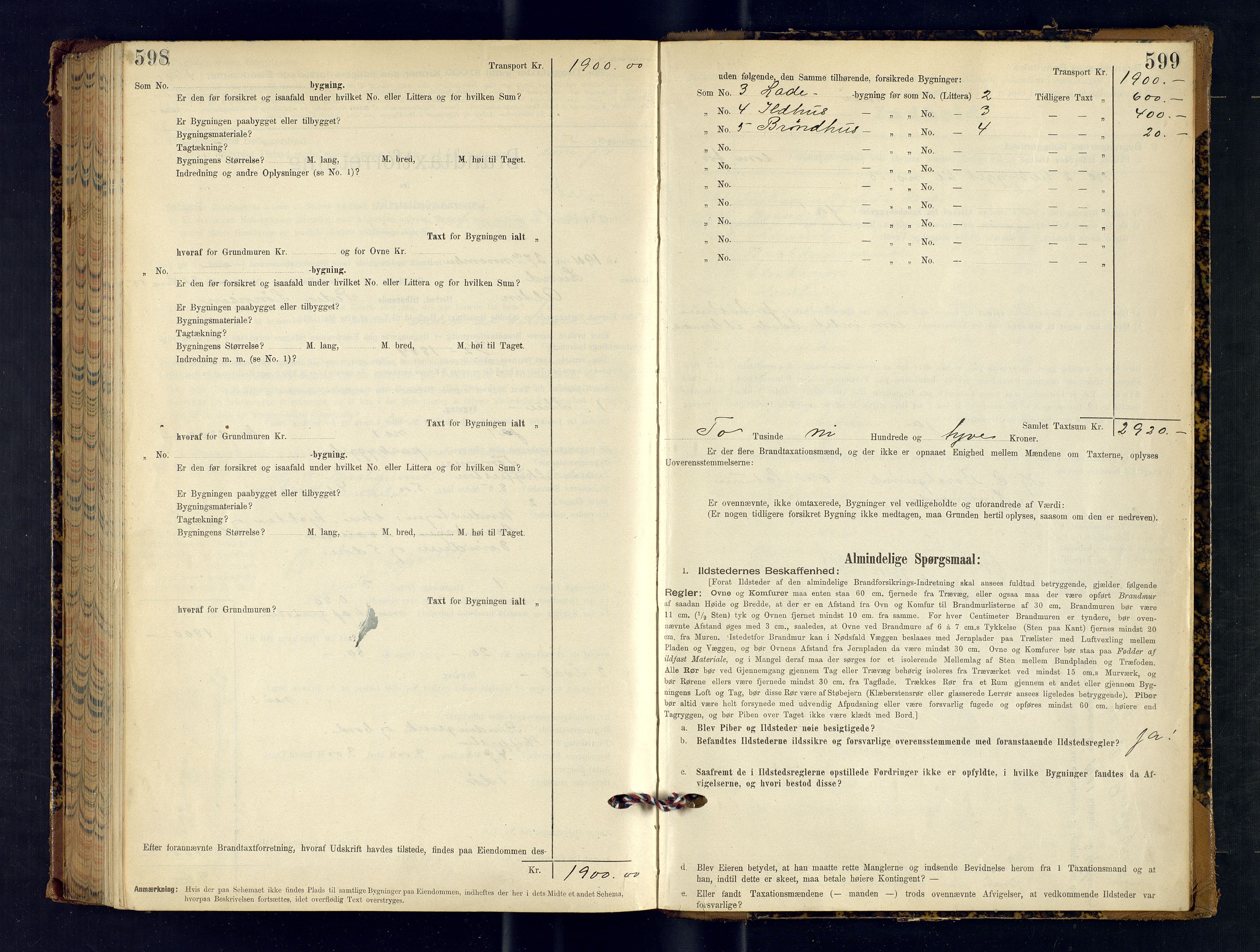 Alta lensmannskontor, AV/SATØ-S-1165/O/Ob/L0168: Branntakstprotokoll, 1898-1901, p. 598-599