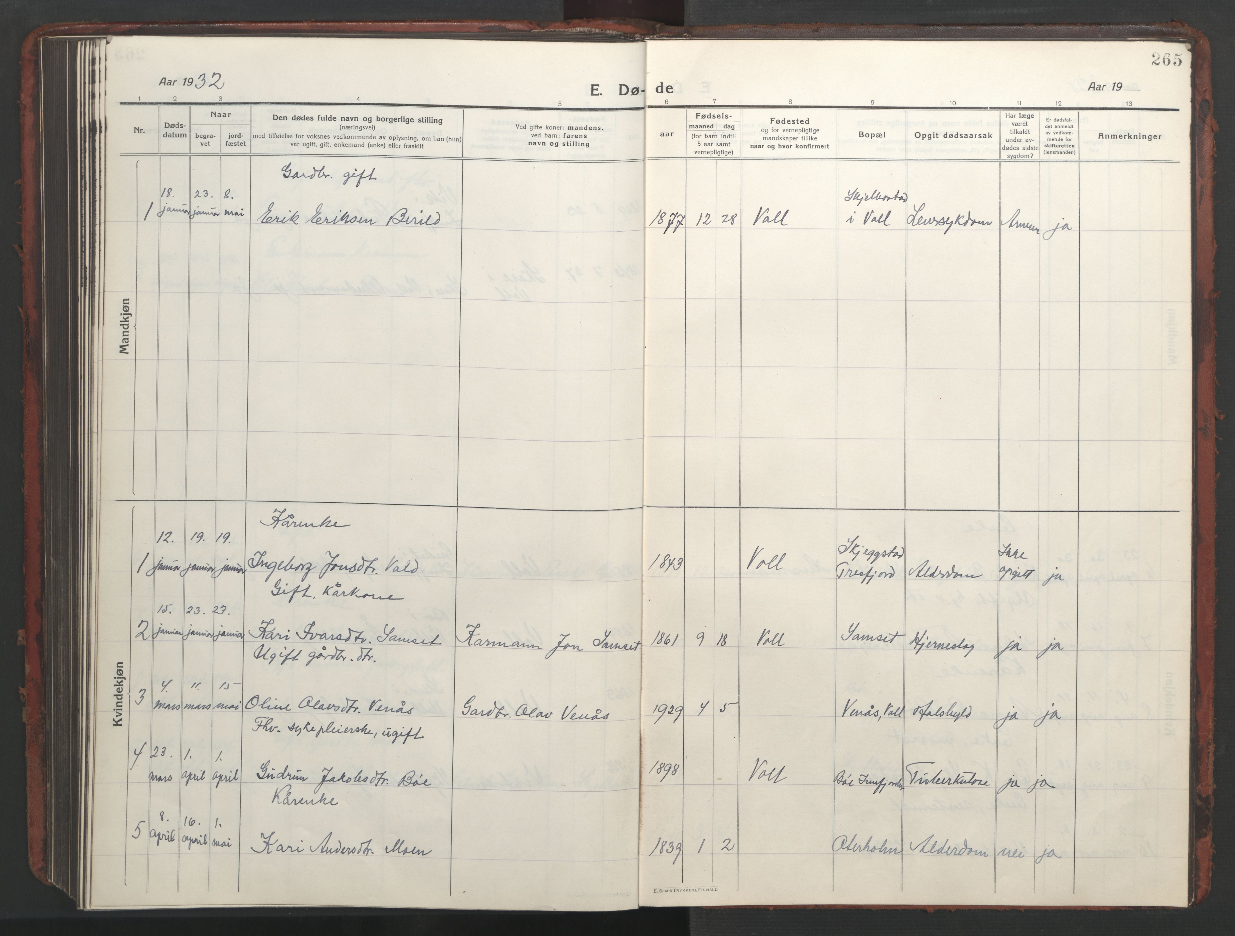 Ministerialprotokoller, klokkerbøker og fødselsregistre - Møre og Romsdal, SAT/A-1454/543/L0565: Parish register (copy) no. 543C03, 1916-1955, p. 265