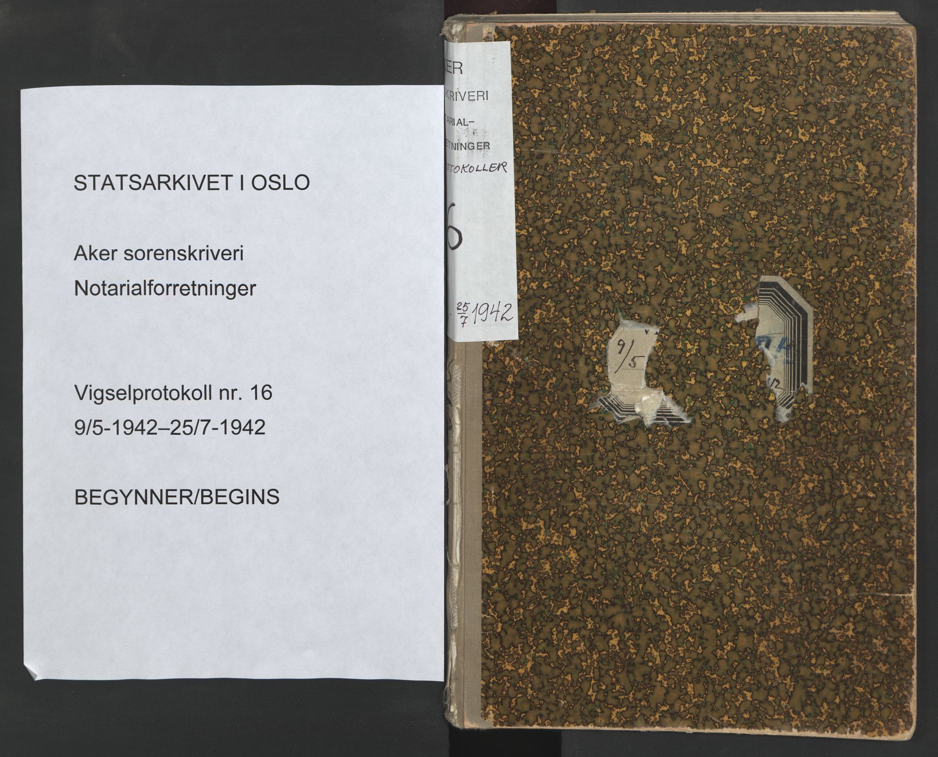 Aker sorenskriveri, SAO/A-10895/L/Lc/Lcb/L0016: Vigselprotokoll, 1942