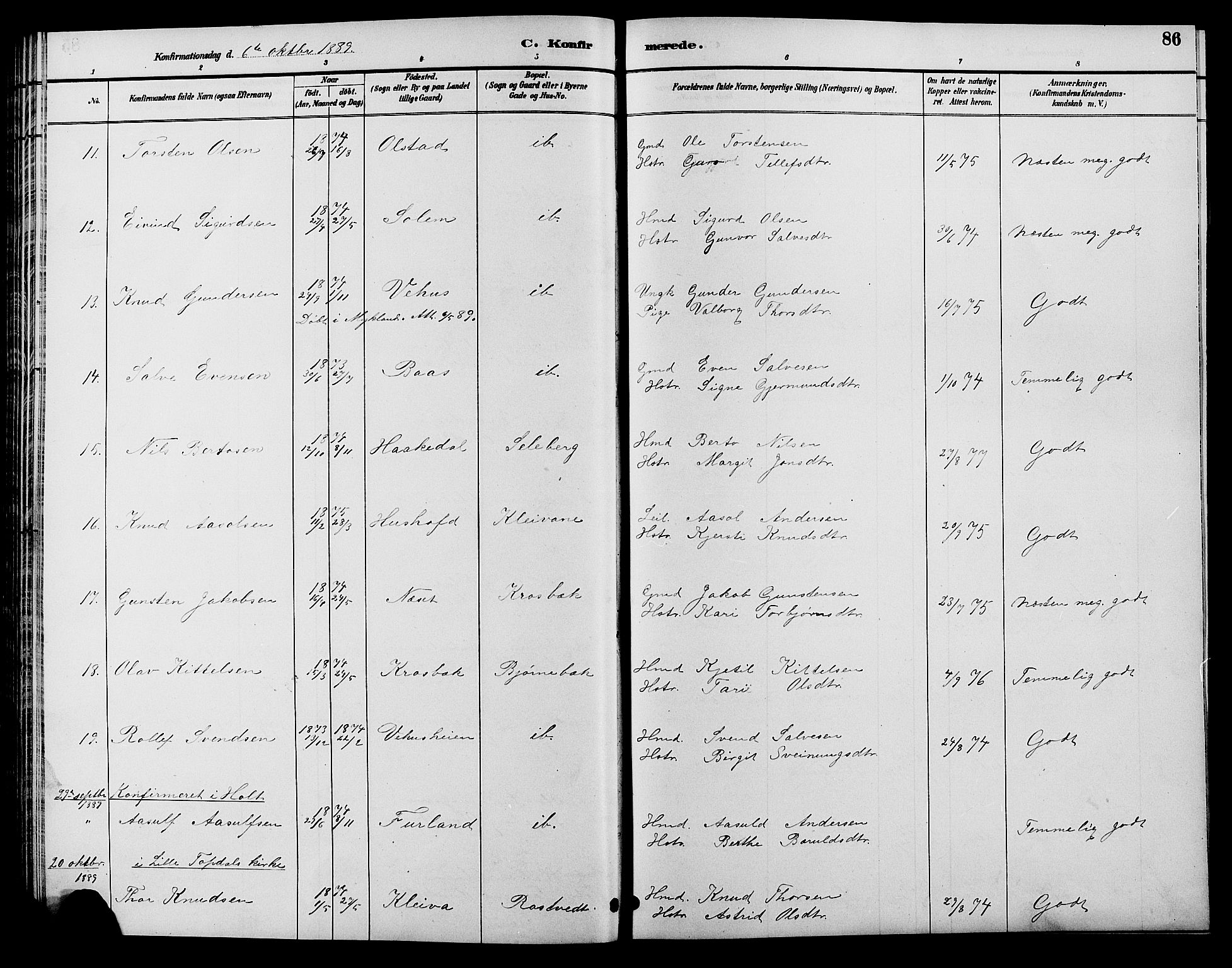 Åmli sokneprestkontor, AV/SAK-1111-0050/F/Fb/Fbc/L0004: Parish register (copy) no. B 4, 1889-1902, p. 86