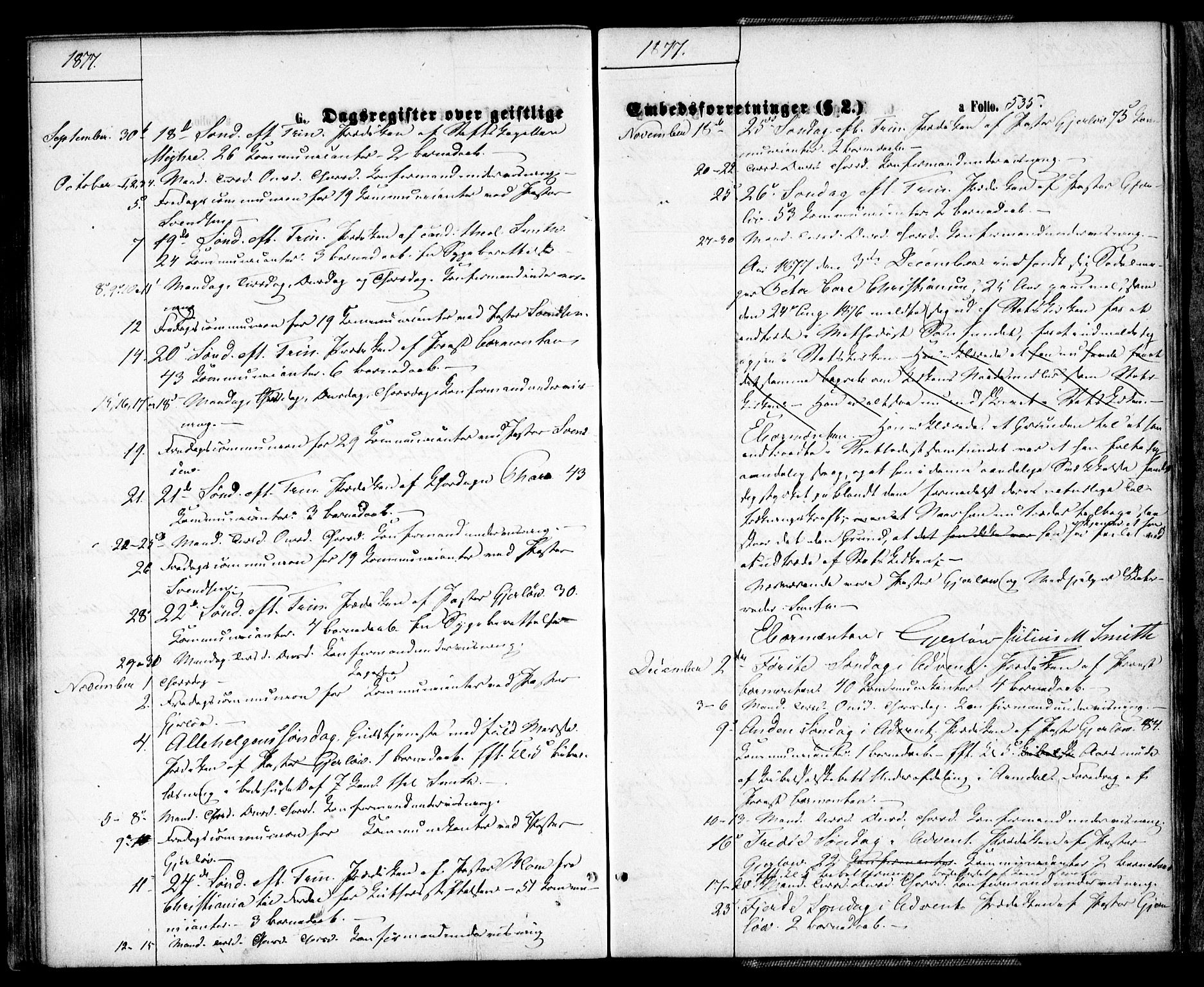 Arendal sokneprestkontor, Trefoldighet, SAK/1111-0040/F/Fa/L0007: Parish register (official) no. A 7, 1868-1878, p. 535