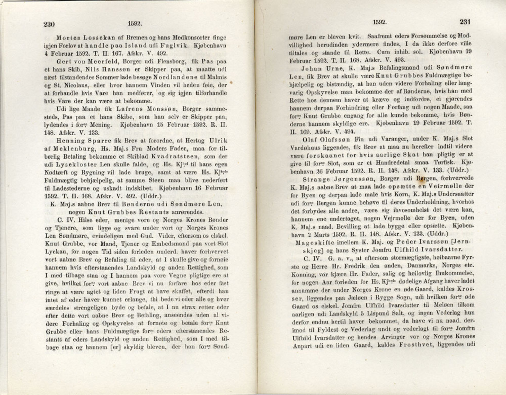 Publikasjoner utgitt av Det Norske Historiske Kildeskriftfond, PUBL/-/-/-: Norske Rigs-Registranter, bind 3, 1588-1602, p. 230-231