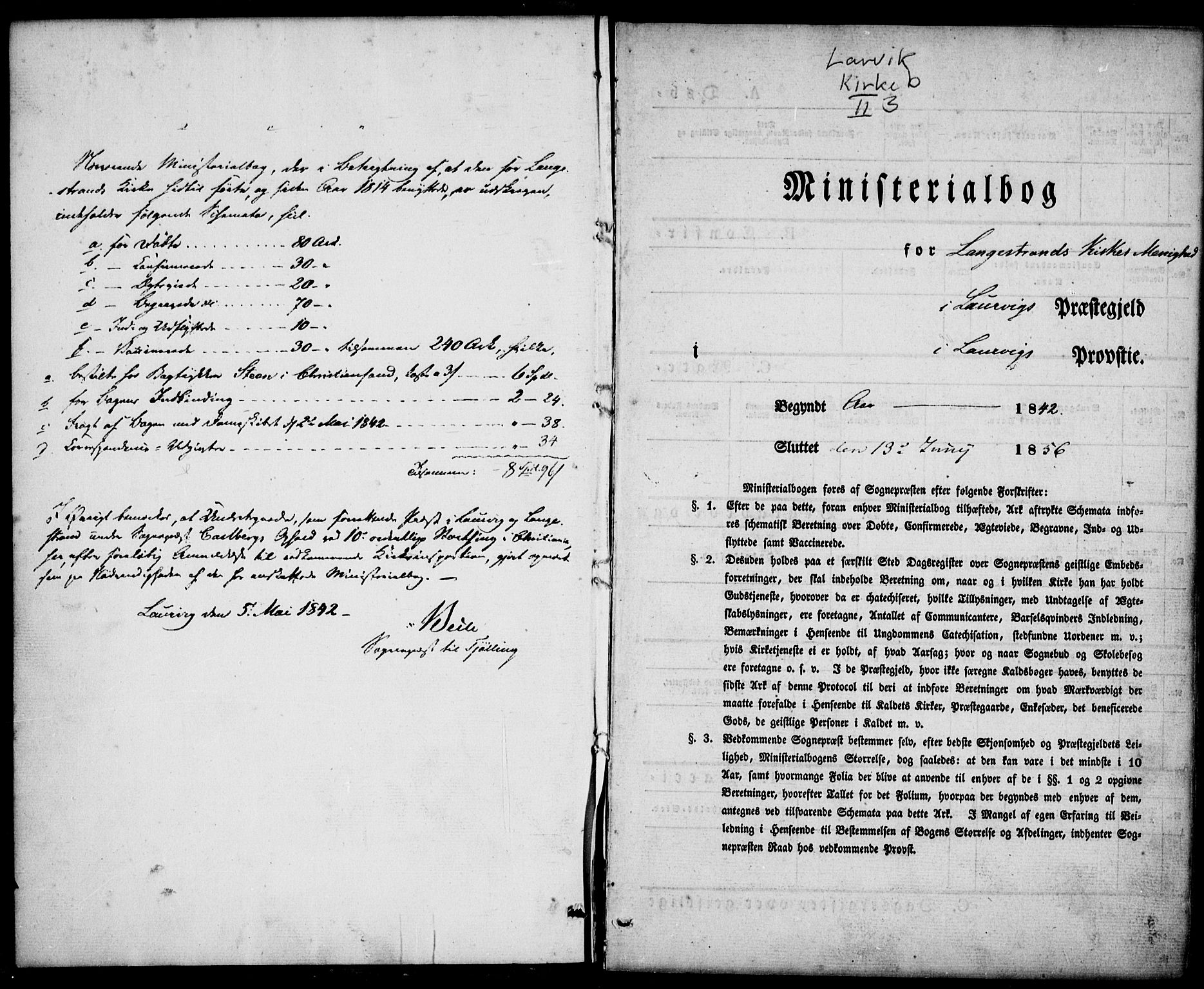 Larvik kirkebøker, SAKO/A-352/F/Fb/L0003: Parish register (official) no. II 3, 1842-1856