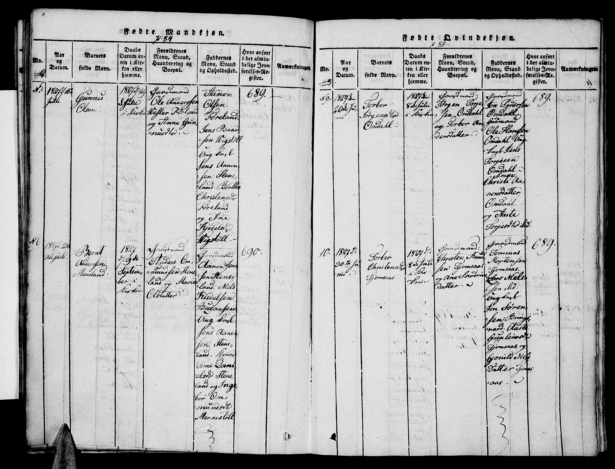 Vennesla sokneprestkontor, AV/SAK-1111-0045/Fa/Faa/L0003: Parish register (official) no. A 3, 1820-1834, p. 84-85