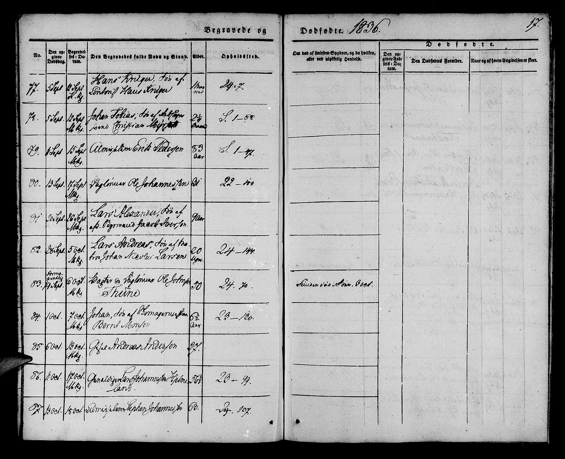Korskirken sokneprestembete, SAB/A-76101/H/Haa/L0043: Parish register (official) no. E 1, 1834-1848, p. 17
