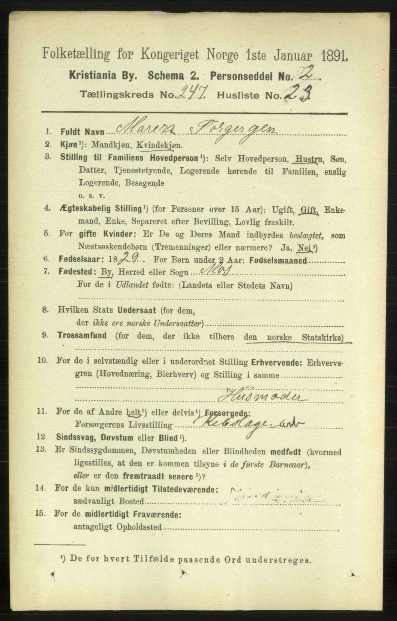 RA, 1891 census for 0301 Kristiania, 1891, p. 150974